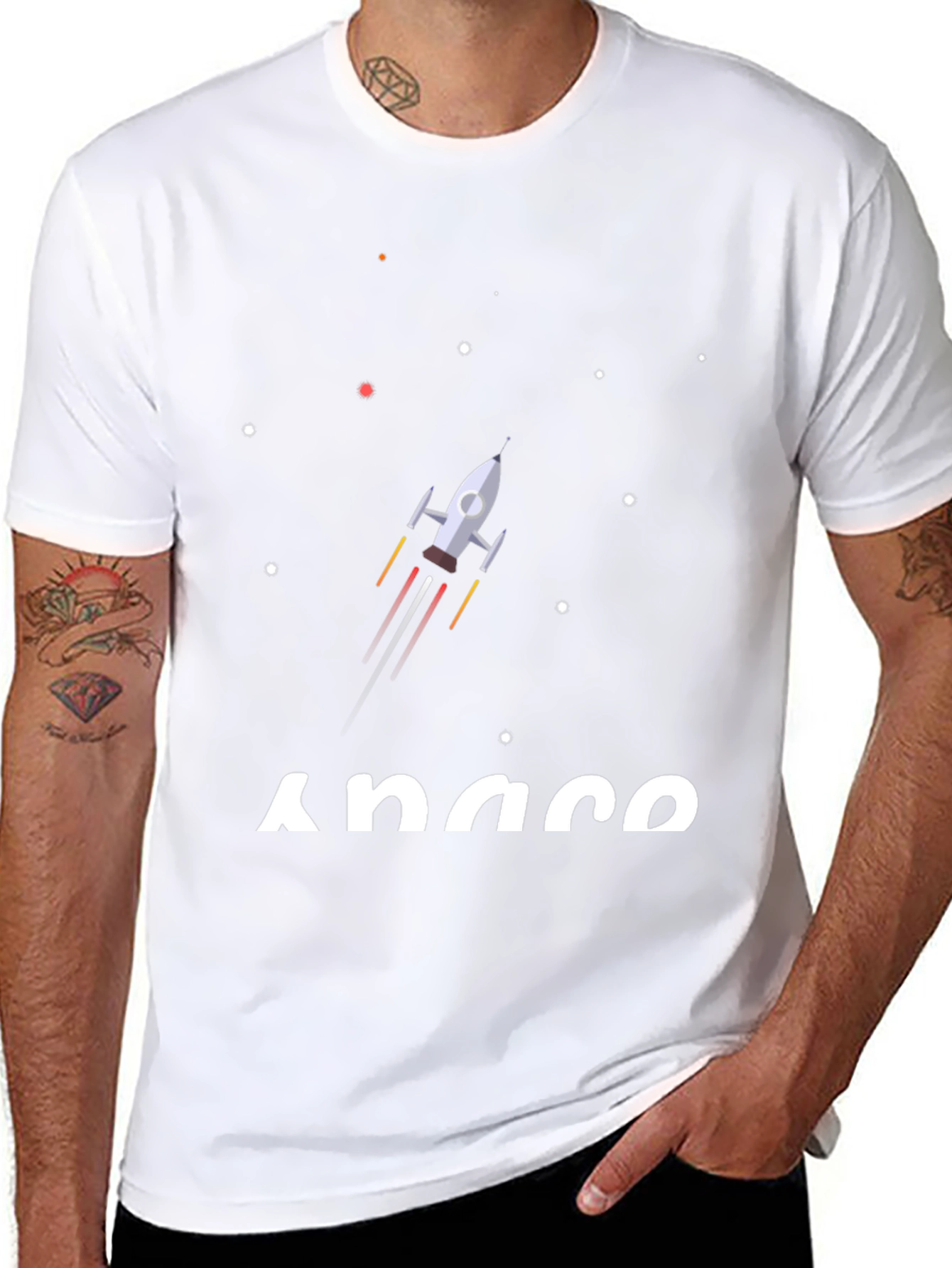 Space Rocket Graphic T-Shirt - Black