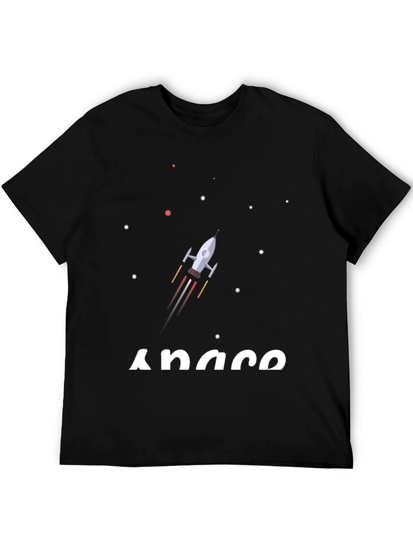 Space Rocket Graphic T-Shirt - Black