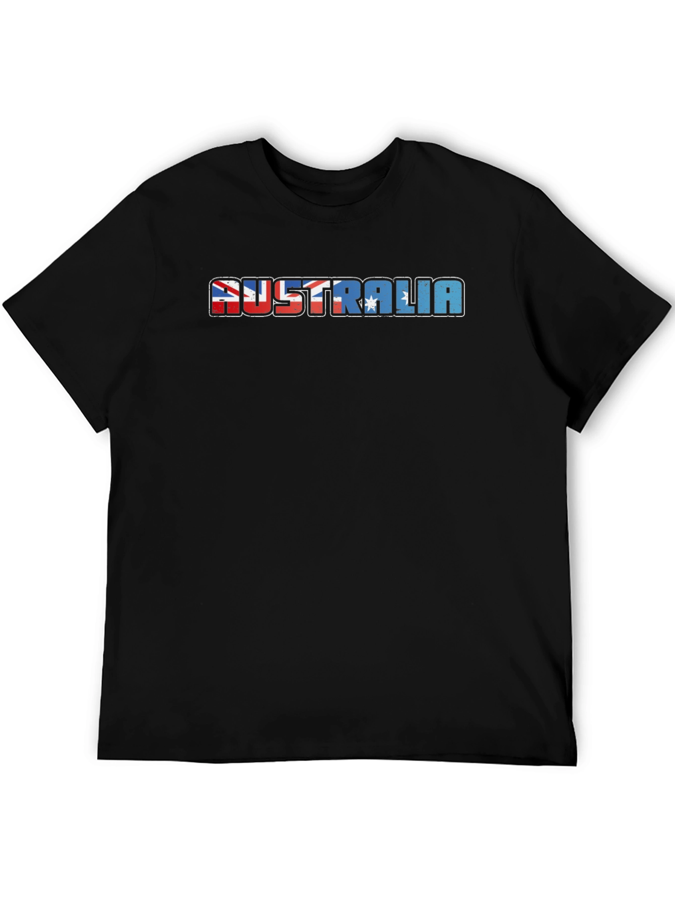Australia Flag Graphic Print Black T-Shirt