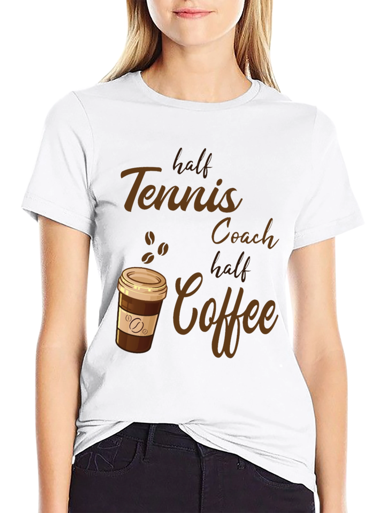 Half Tennis Coach Half Coffee Graphic Tee