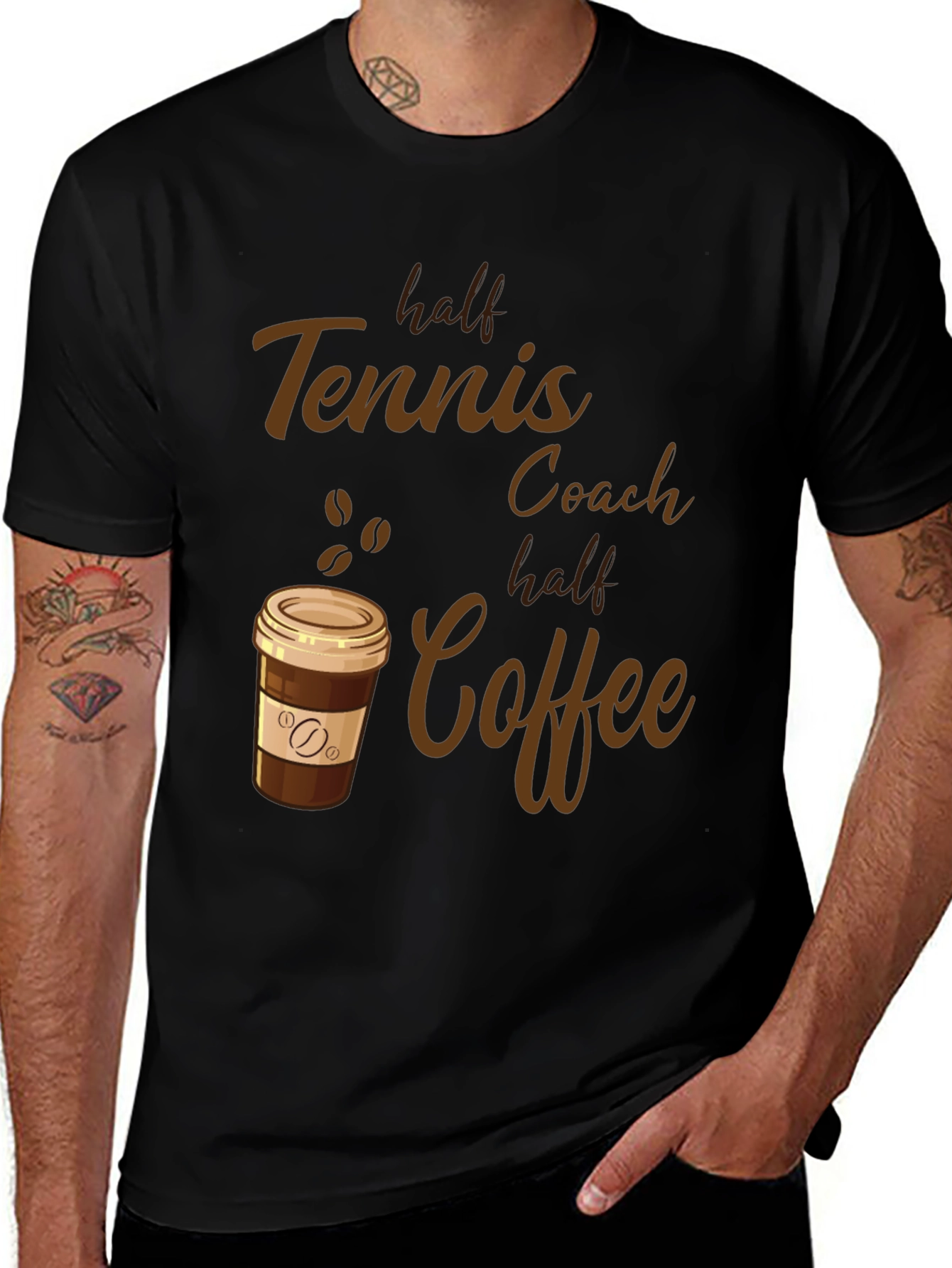 Half Tennis Coach Half Coffee Graphic Tee