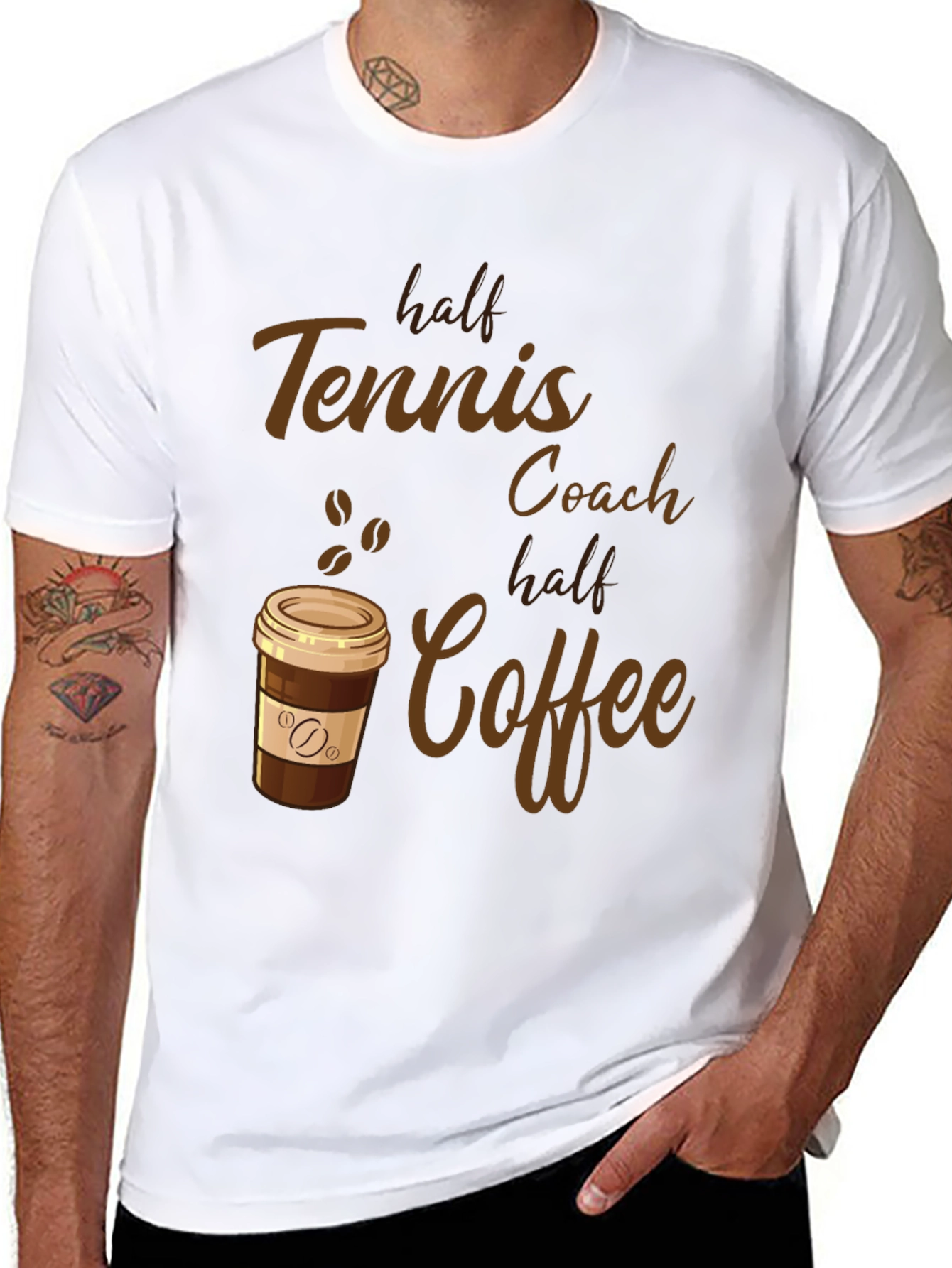 Half Tennis Coach Half Coffee Graphic Tee