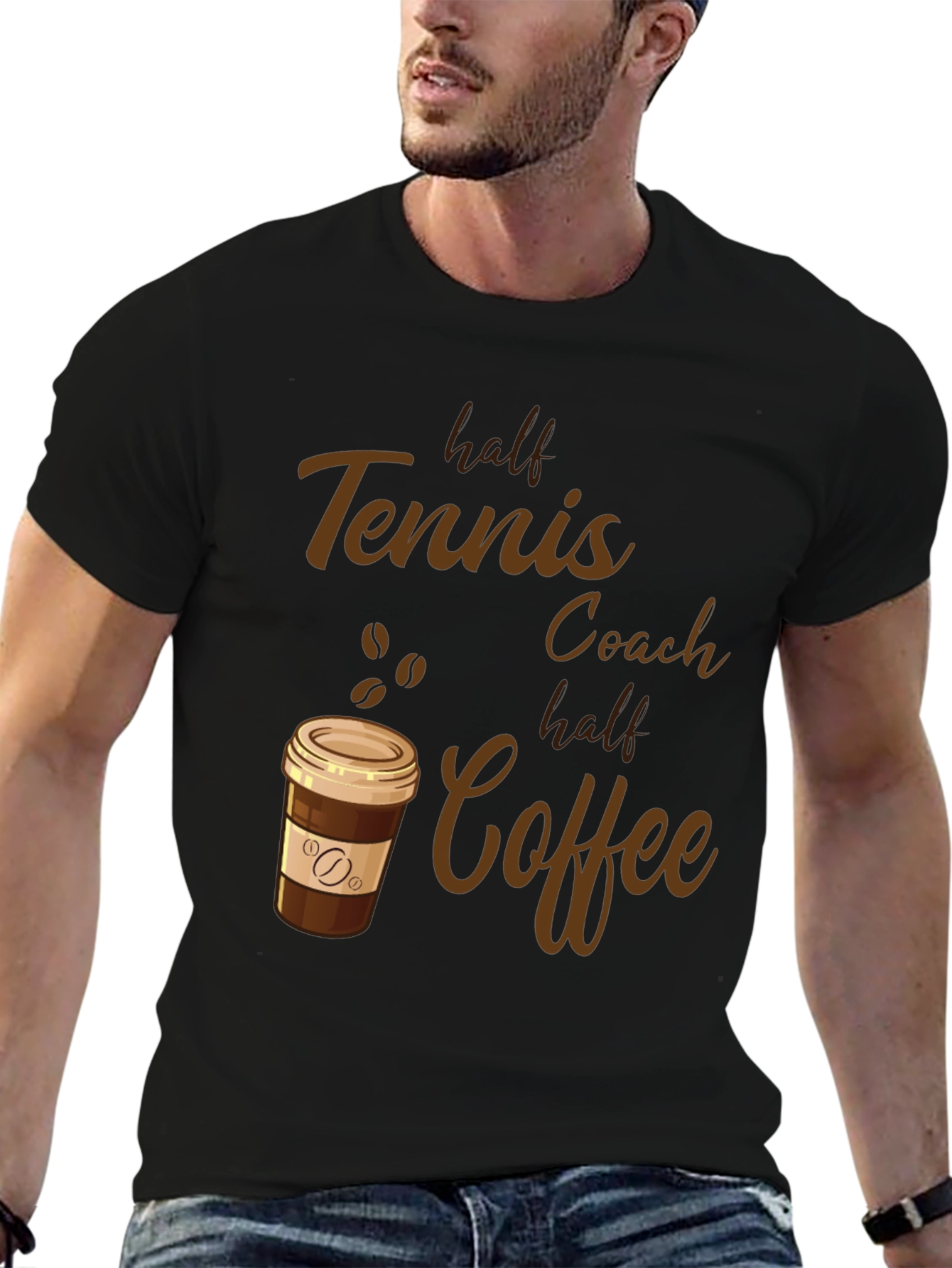Half Tennis Coach Half Coffee Graphic Tee