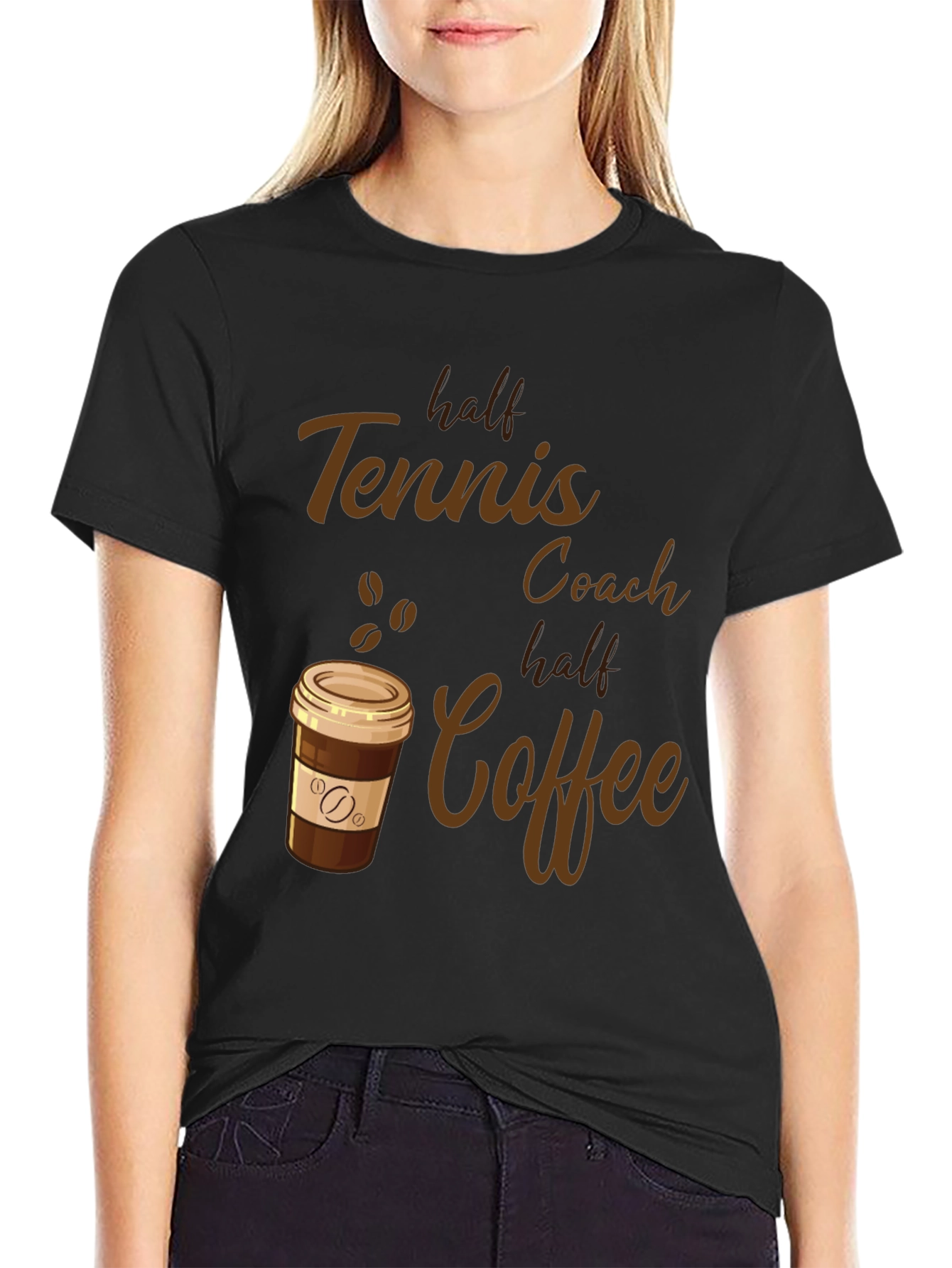 Half Tennis Coach Half Coffee Graphic Tee