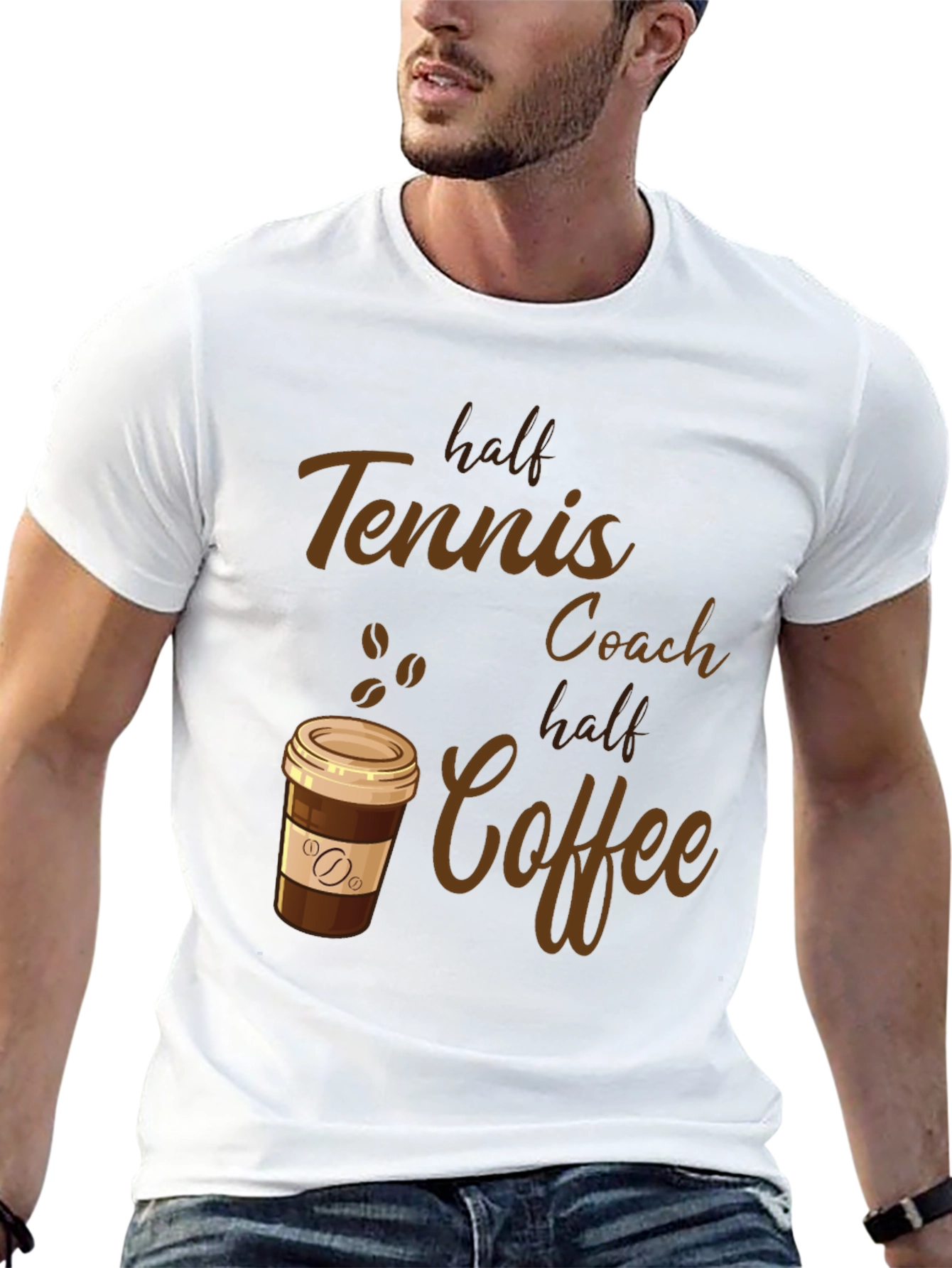 Half Tennis Coach Half Coffee Graphic Tee