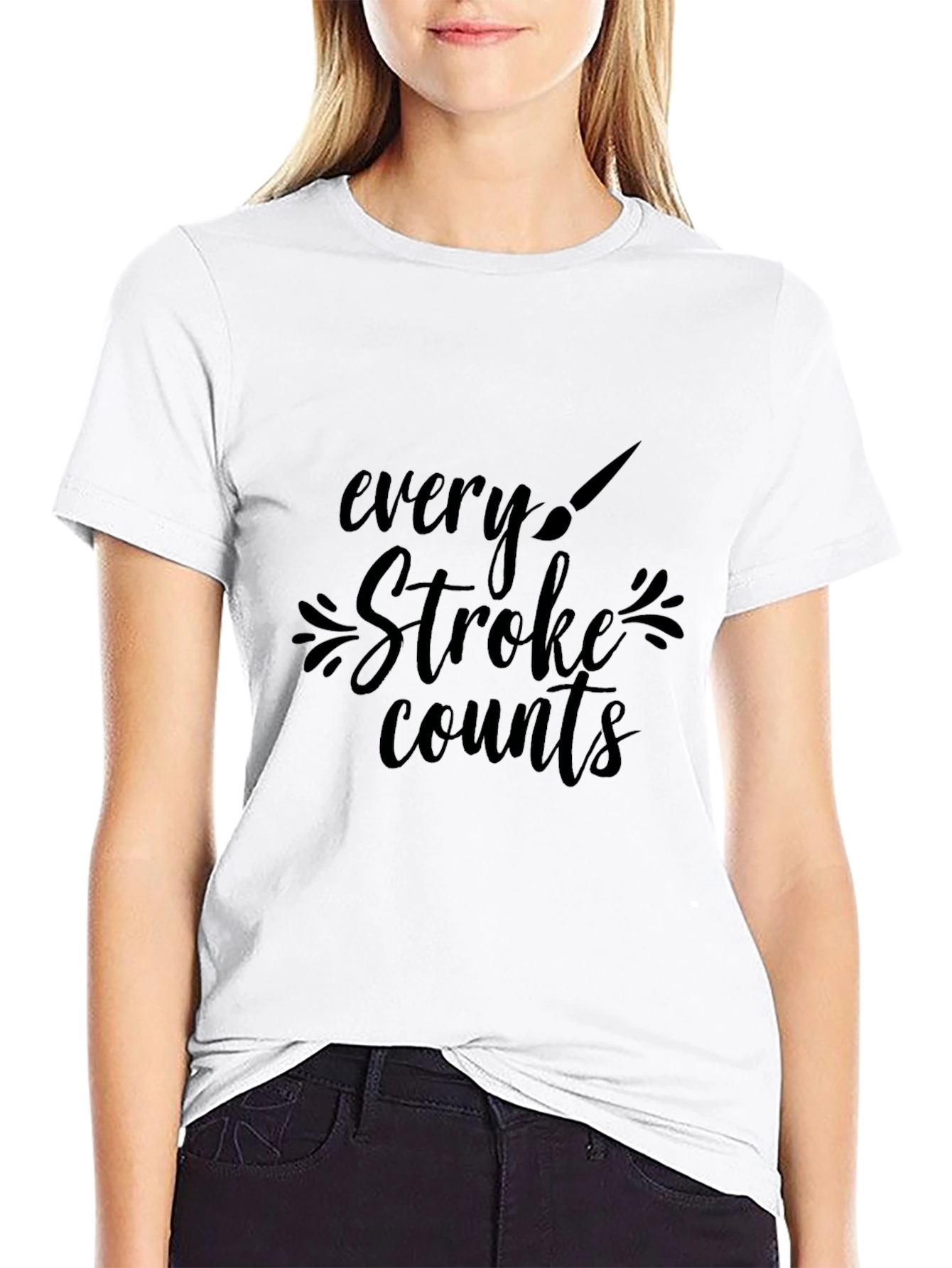 Every Stroke Counts Black Graphic Tee