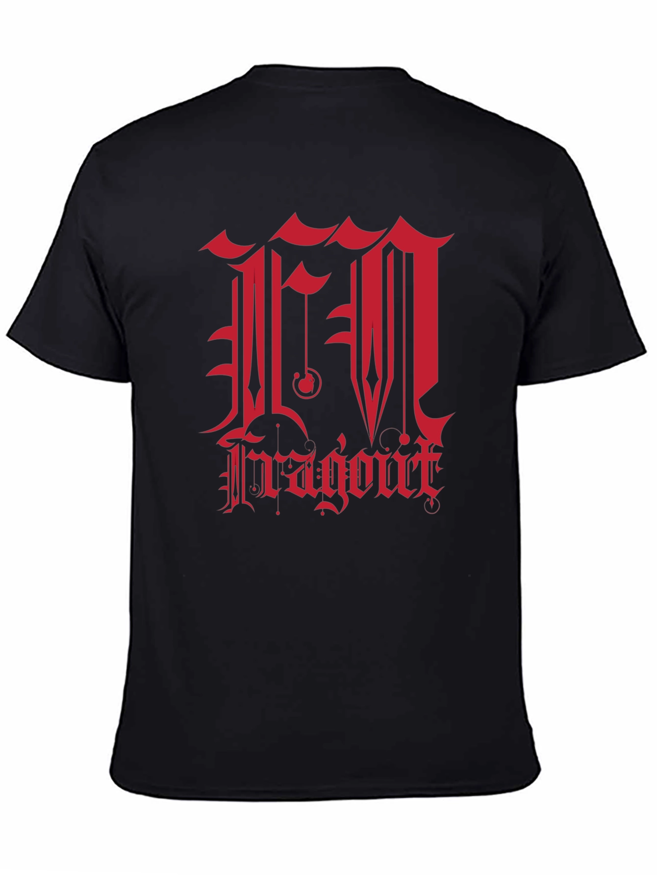 Edgy Black T-Shirt with Red Gothic Dragon Design