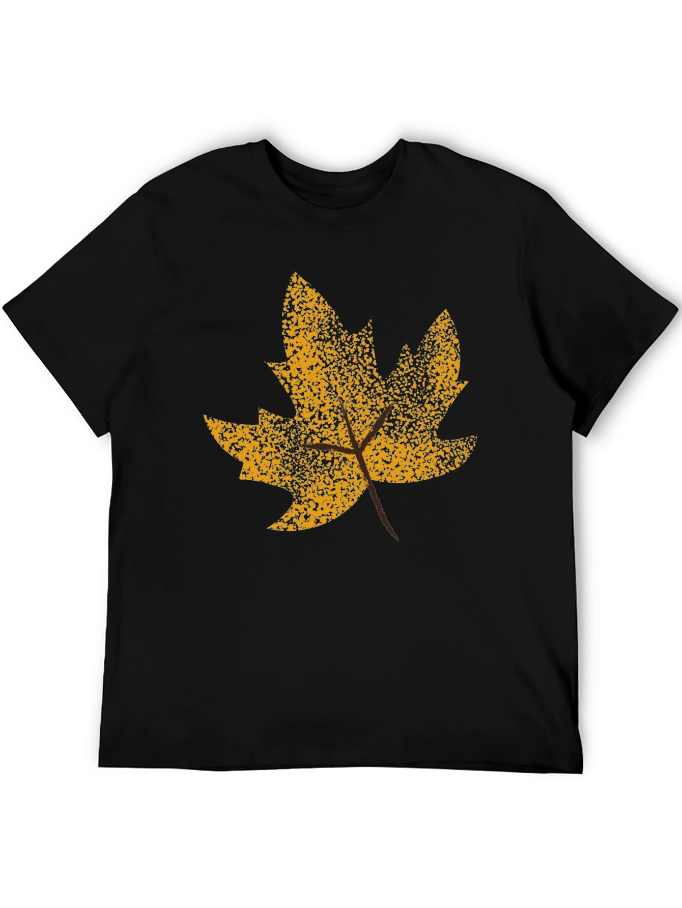 Fall Leaf Graphic Tee - Black Cotton T-Shirt