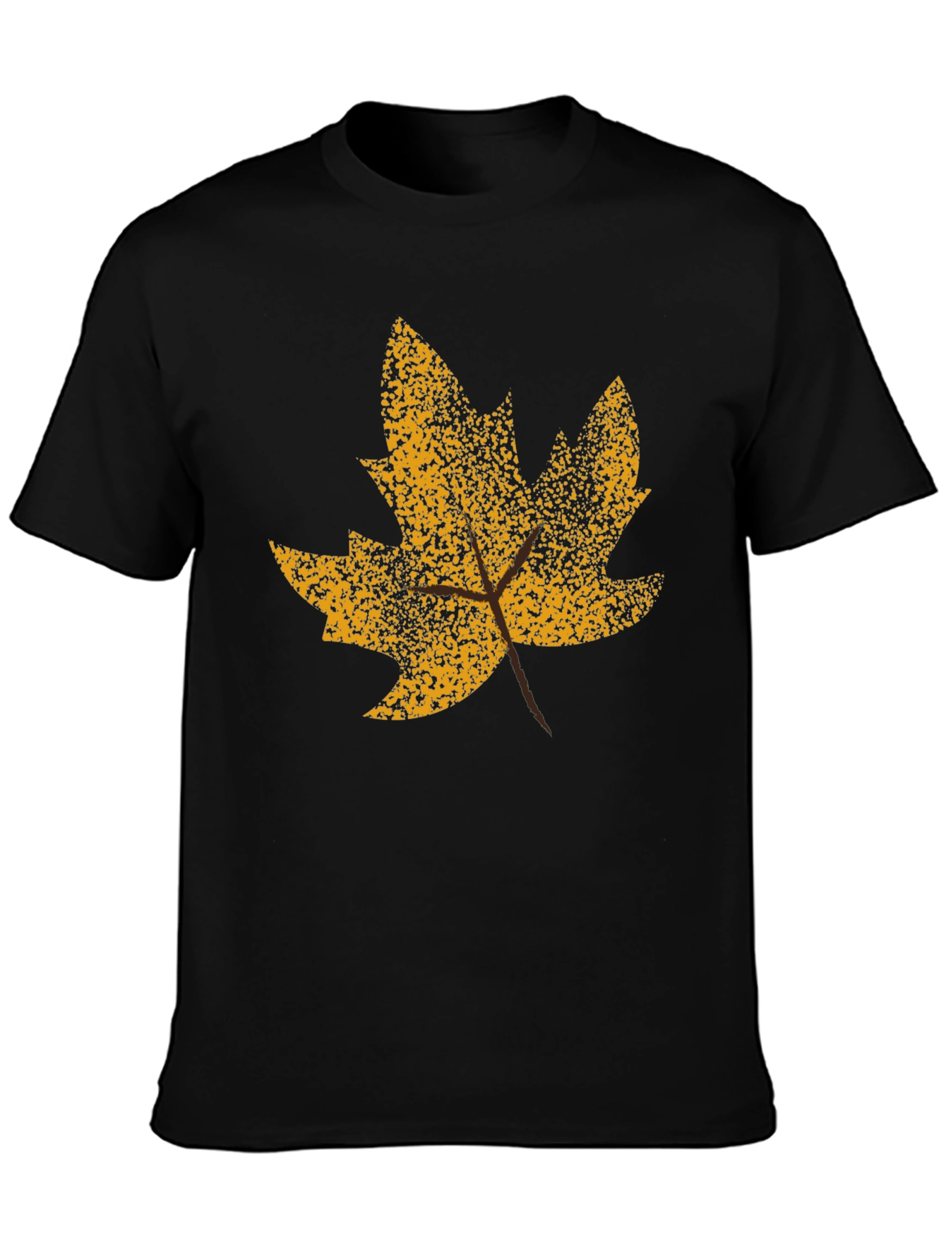 Fall Leaf Graphic Tee - Black Cotton T-Shirt