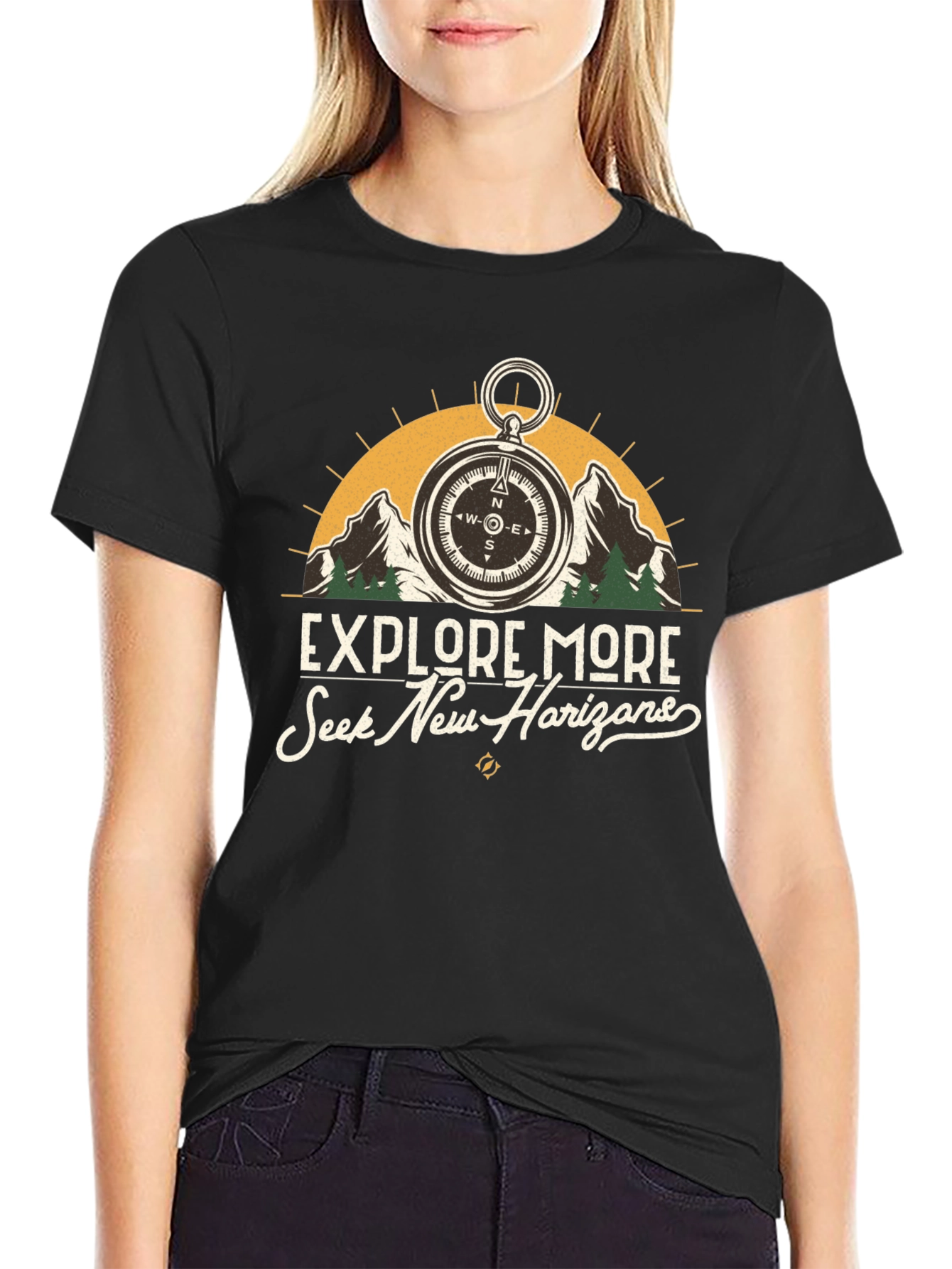 Explore More Black Graphic Tee