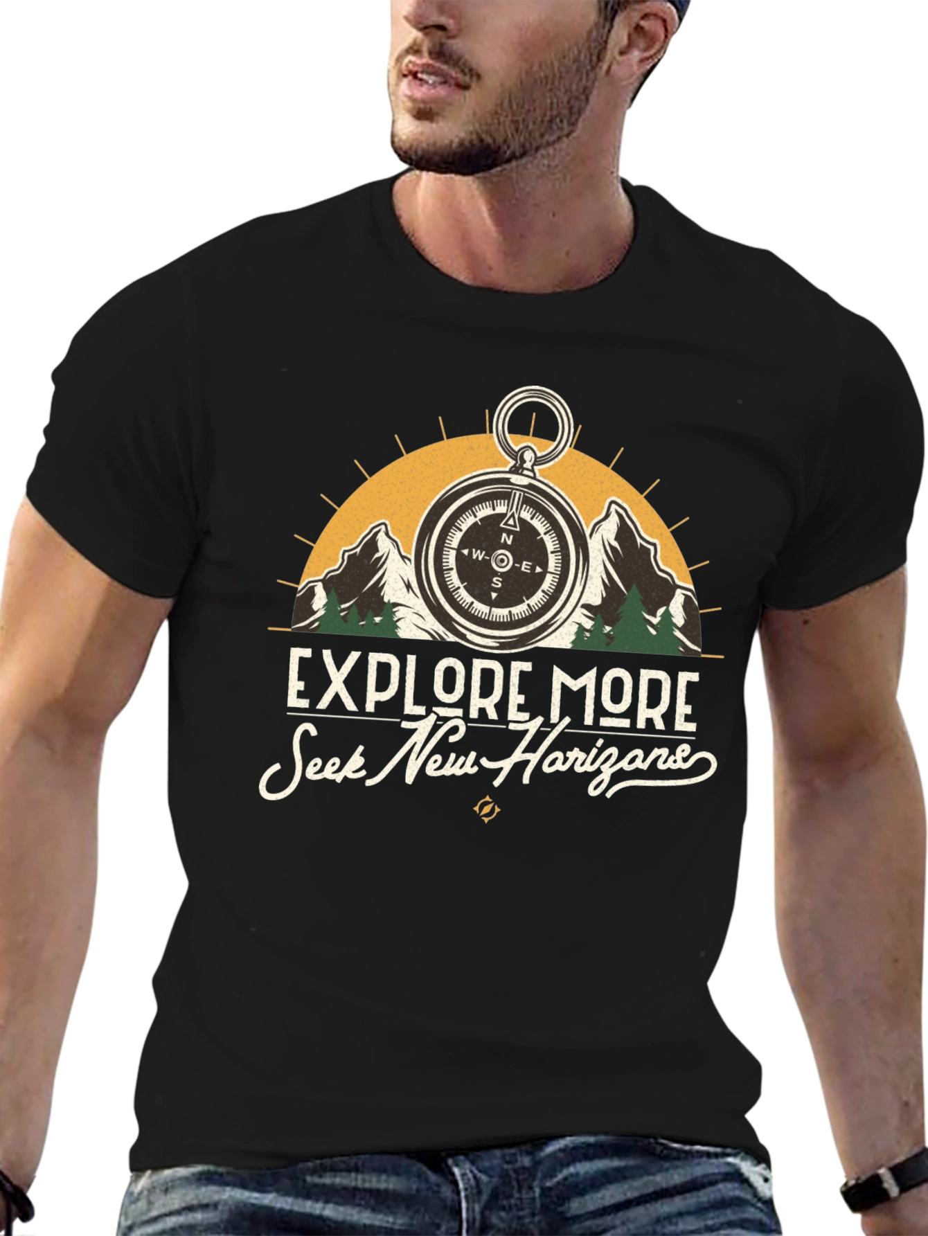 Explore More Black Graphic Tee