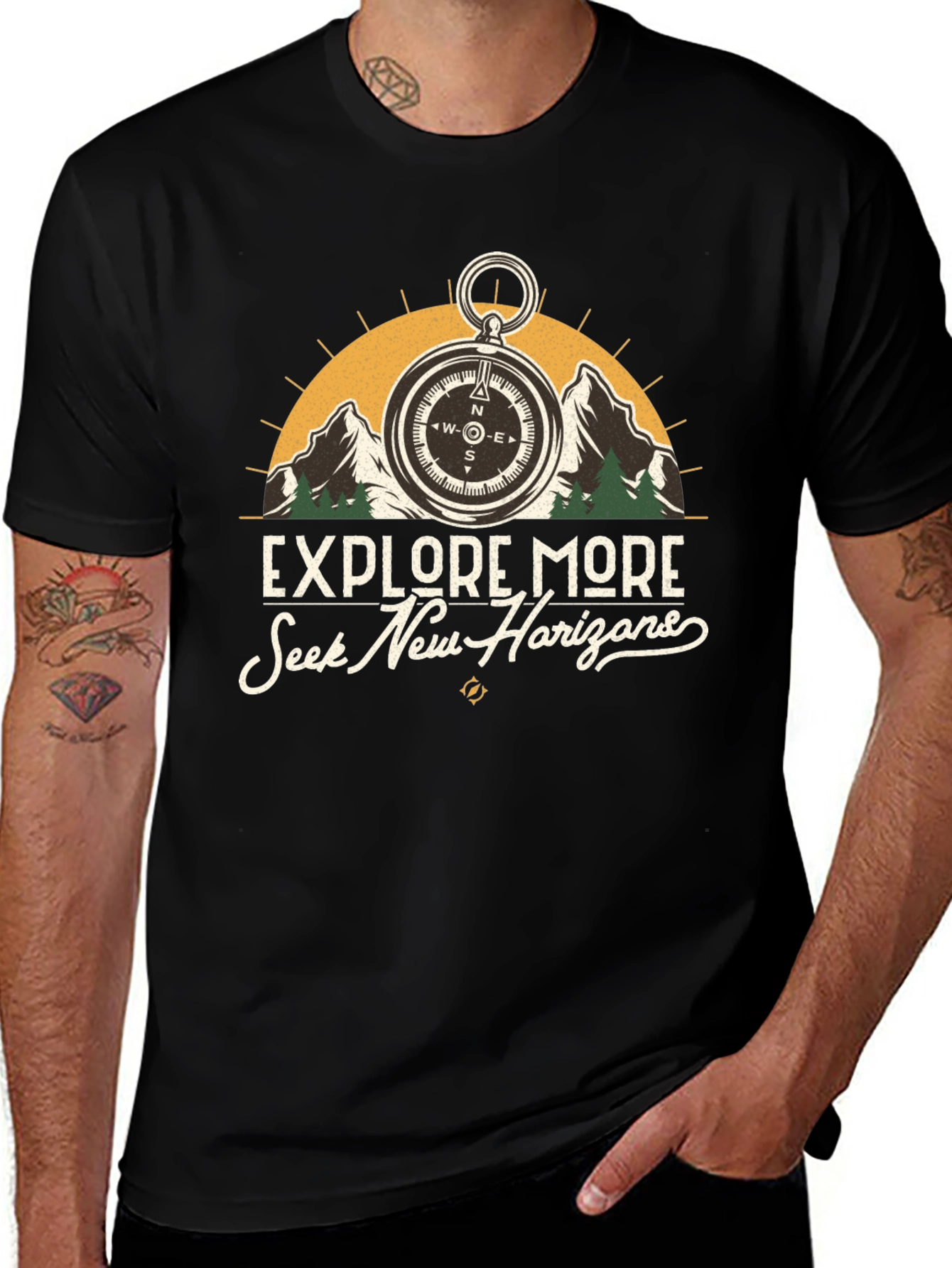 Explore More Black Graphic Tee