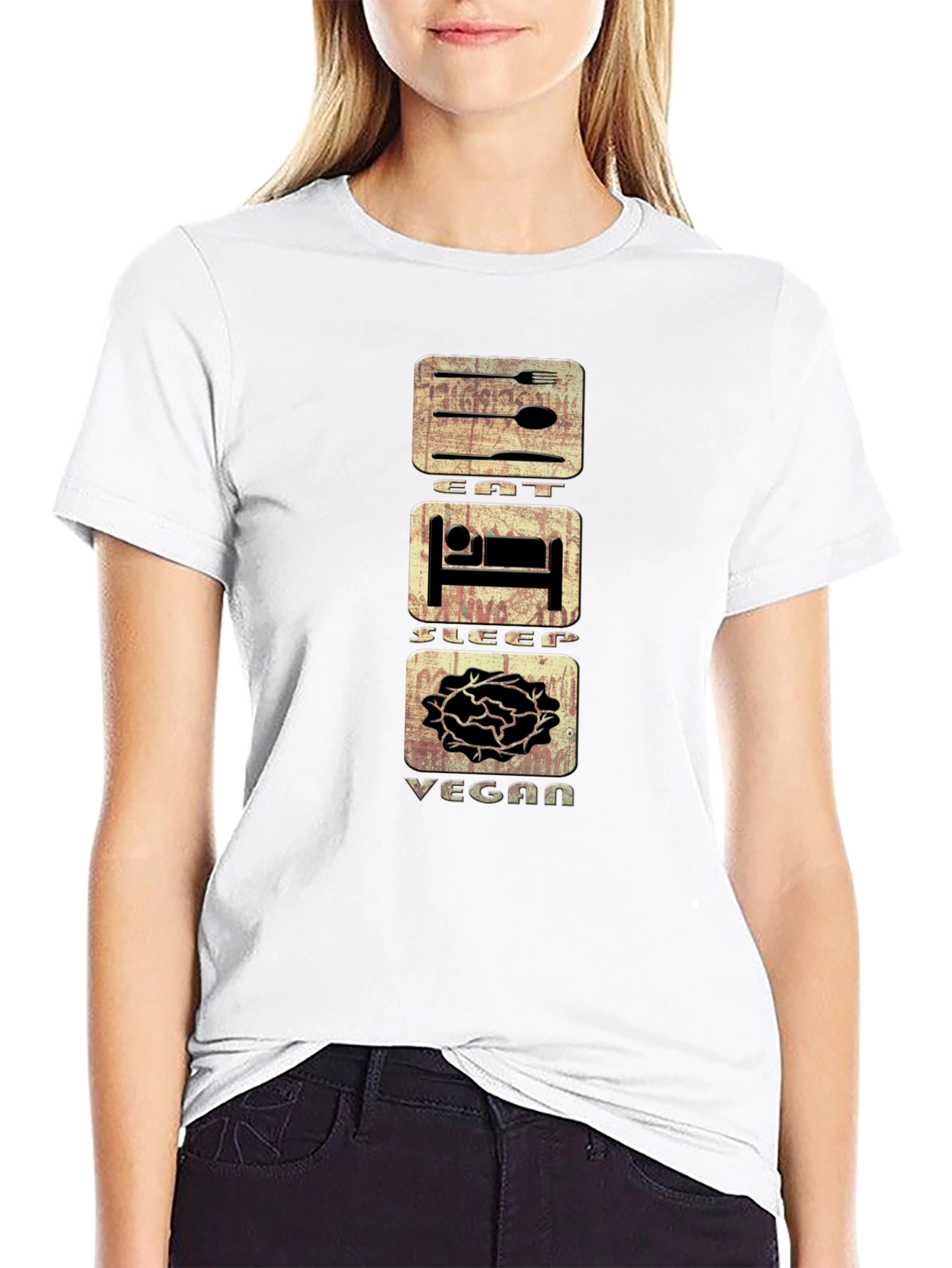 Eat Sleep Vegan T-Shirt - Black
