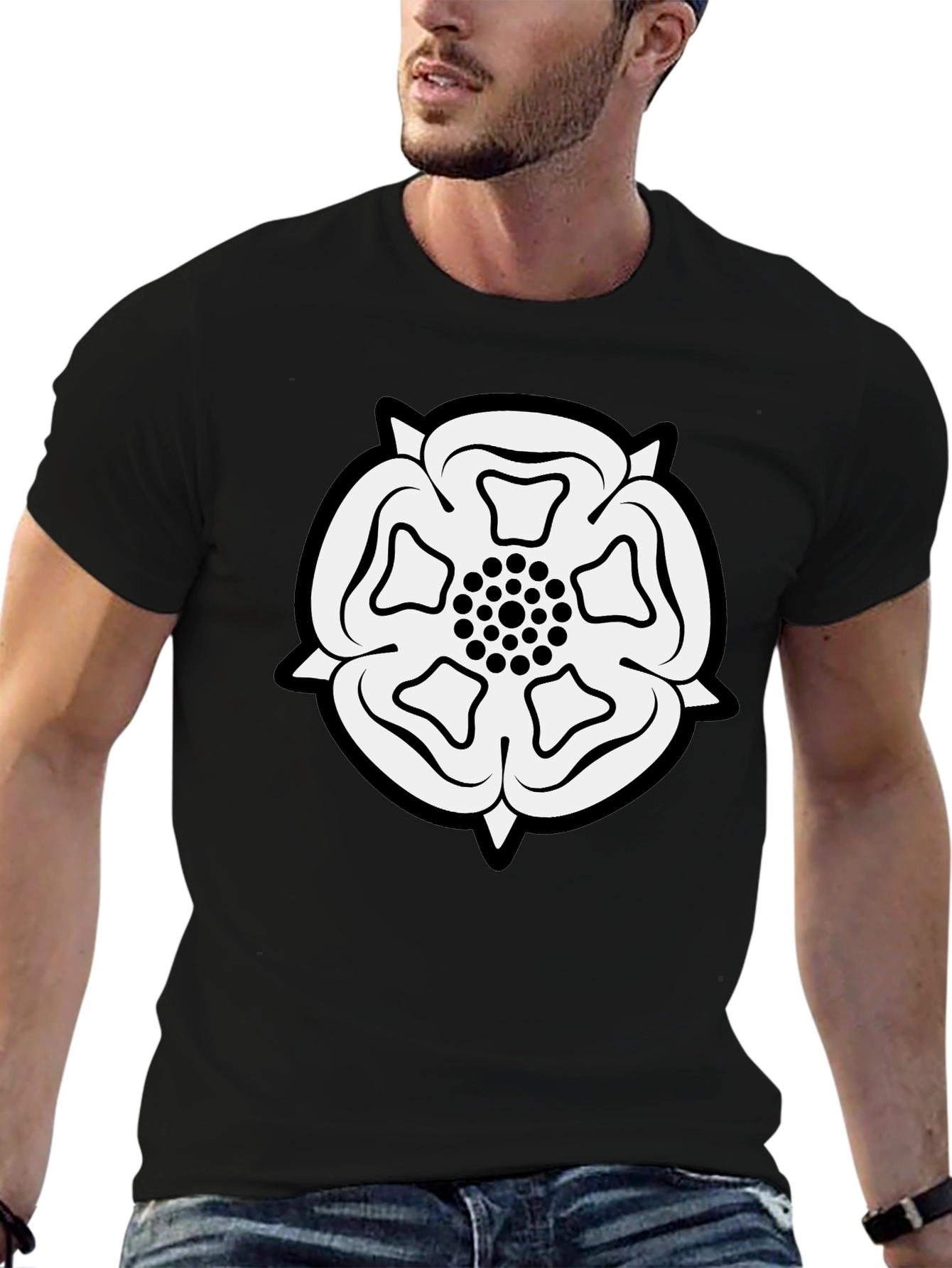Yorkshire Rose Black T-Shirt - Classic England Emblem