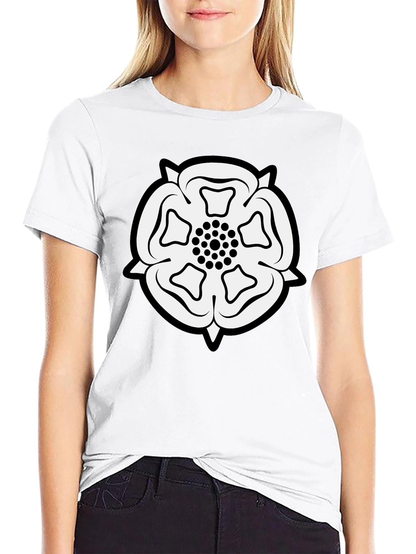 Yorkshire Rose Black T-Shirt - Classic England Emblem