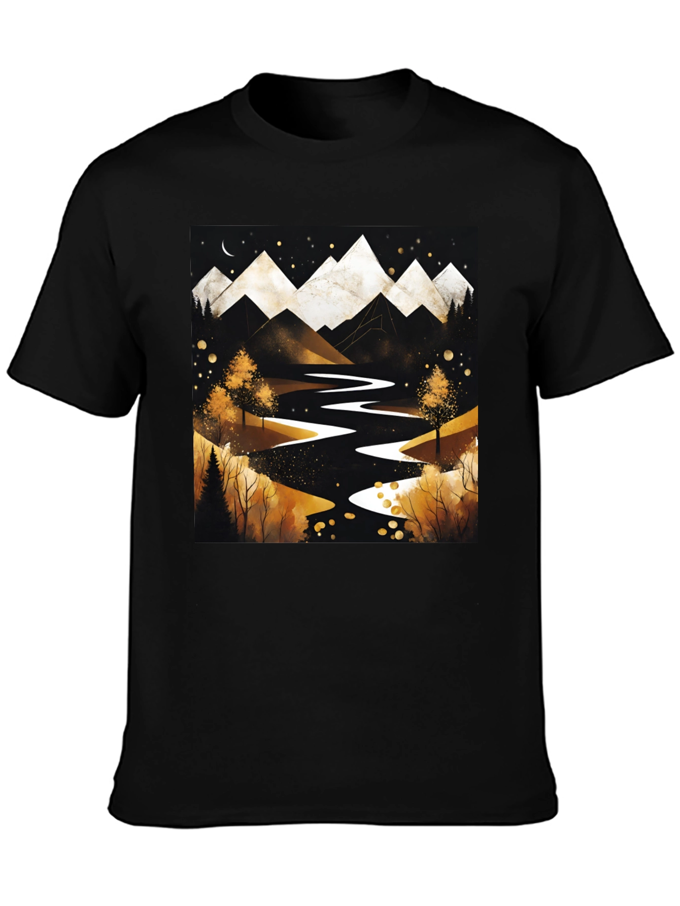 Mountain River Graphic Tee - Black