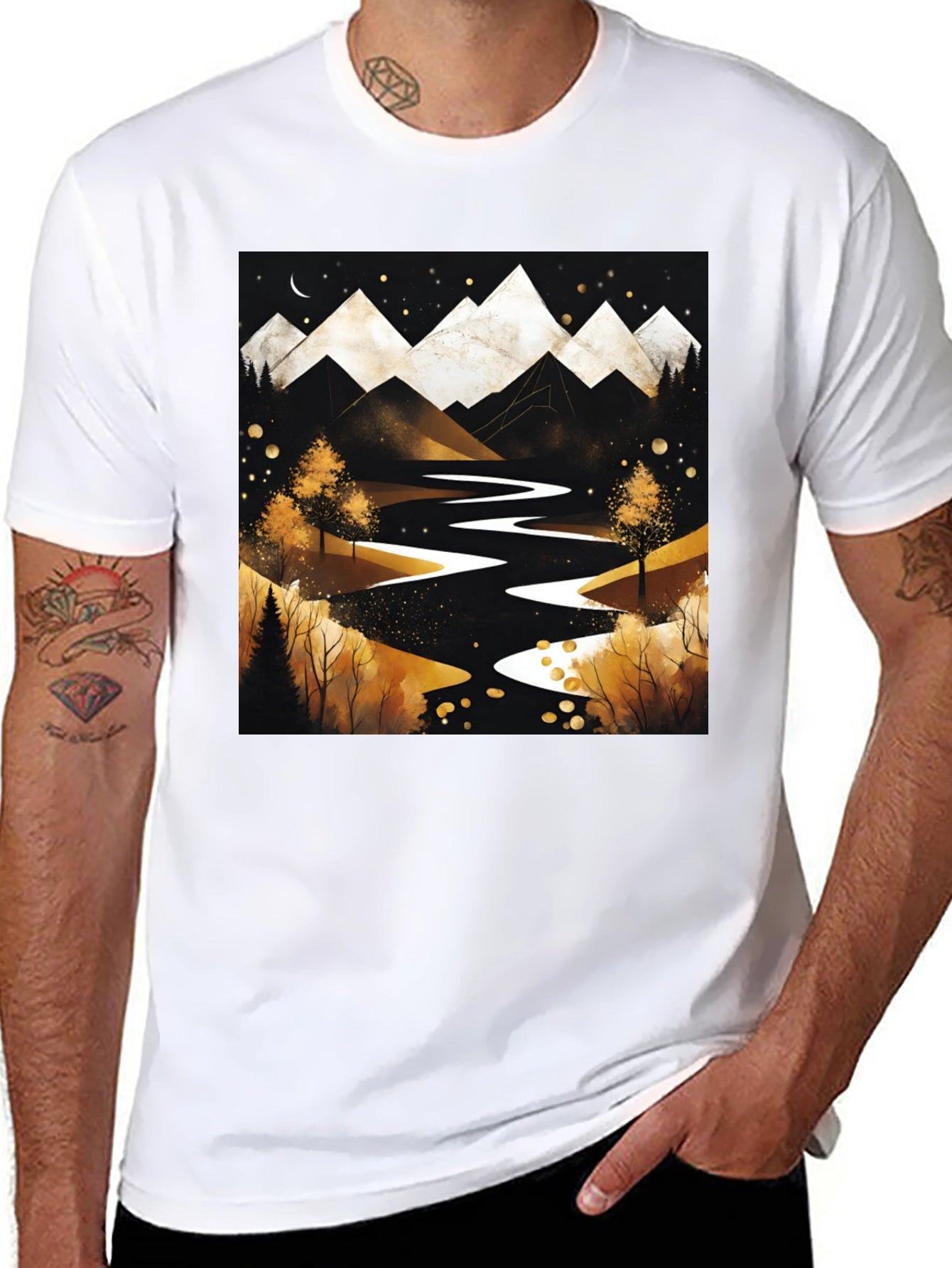 Mountain River Graphic Tee - Black