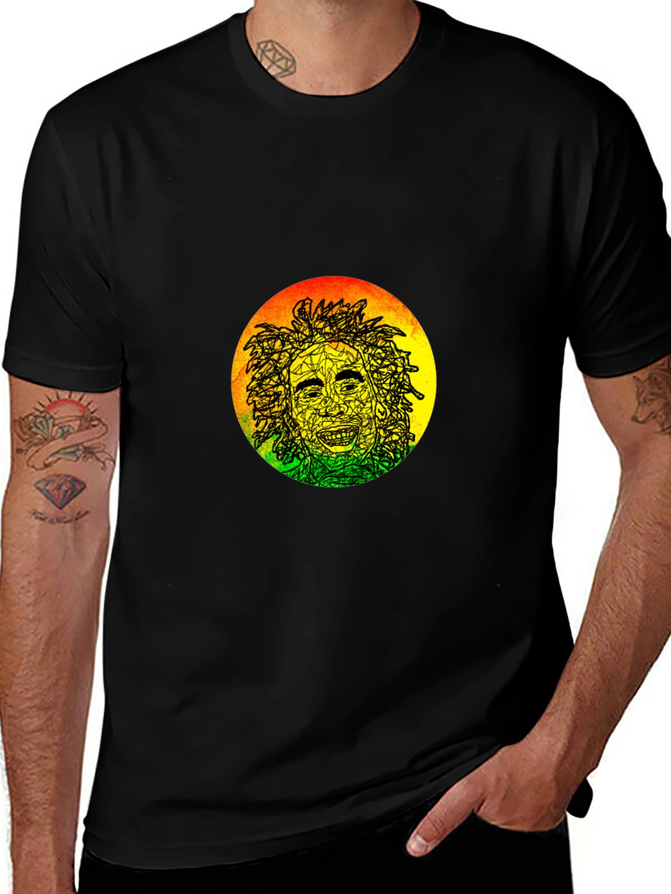 Rasta Man Graphic Black T-Shirt