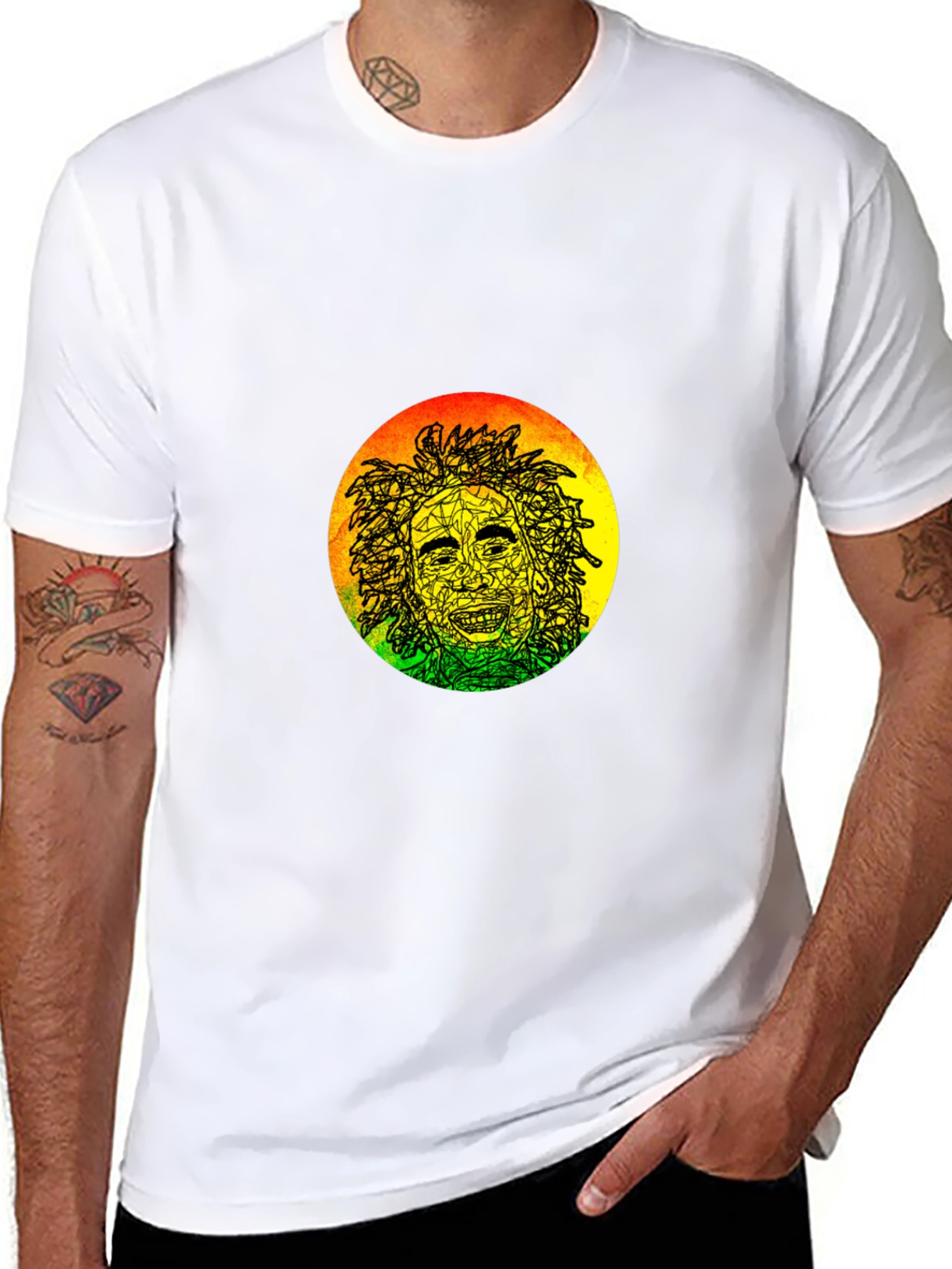 Rasta Man Graphic Black T-Shirt