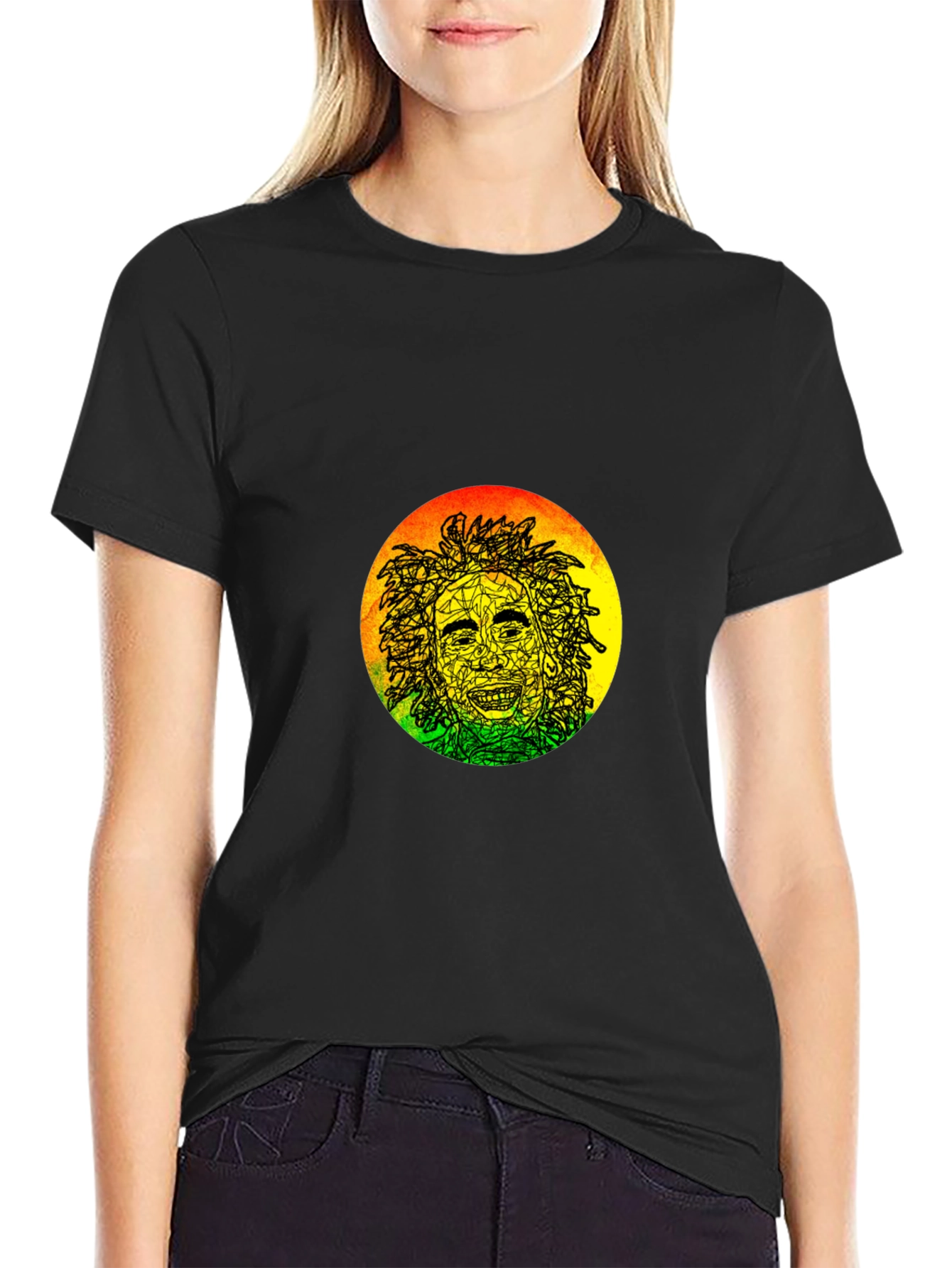 Rasta Man Graphic Black T-Shirt