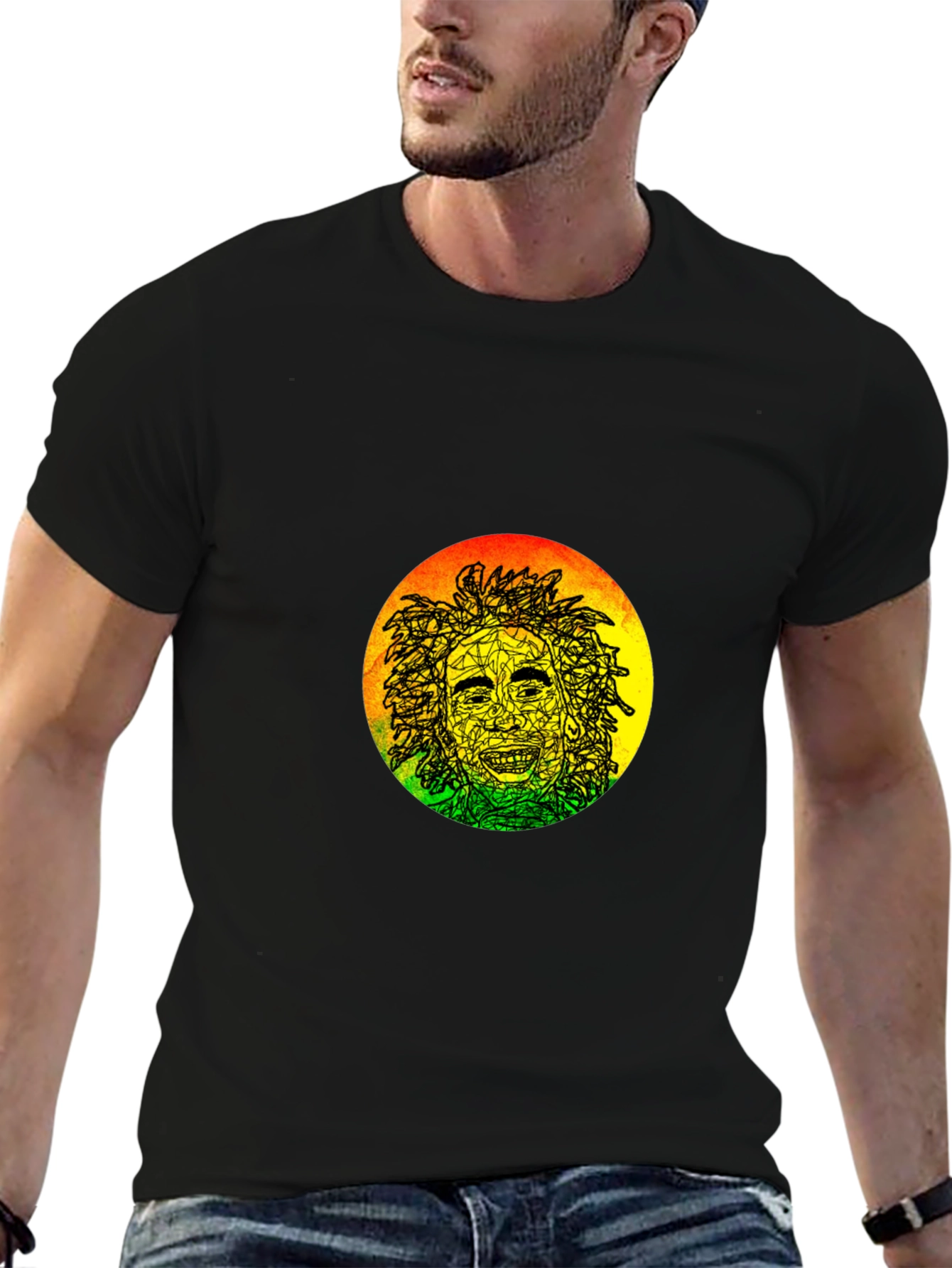 Rasta Man Graphic Black T-Shirt