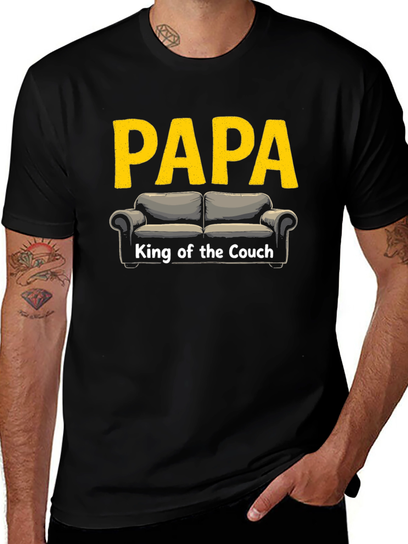 Papa King of the Couch Funny T-Shirt