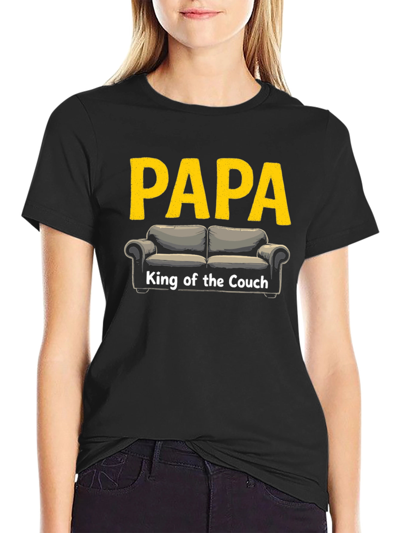Papa King of the Couch Funny T-Shirt