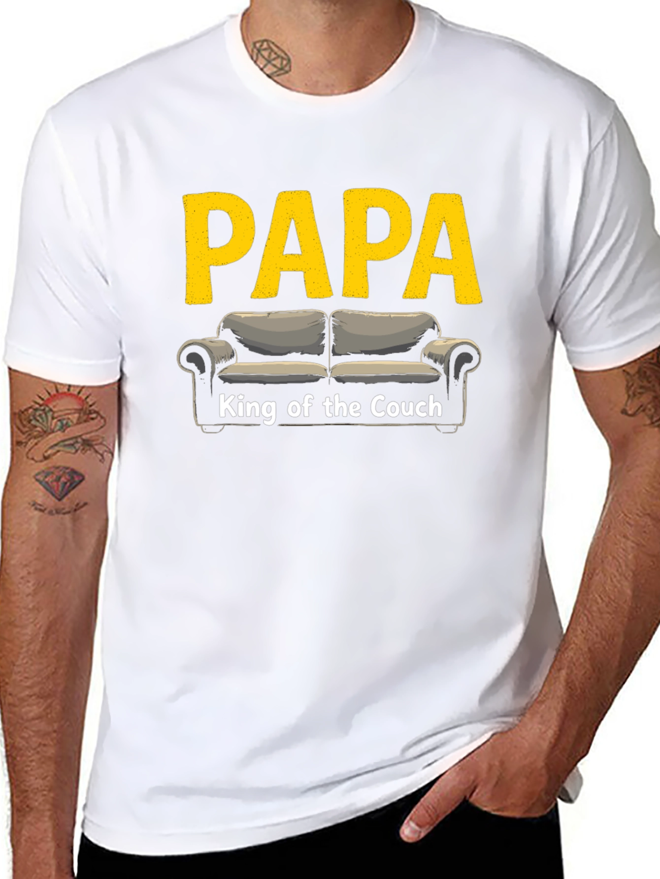 Papa King of the Couch Funny T-Shirt
