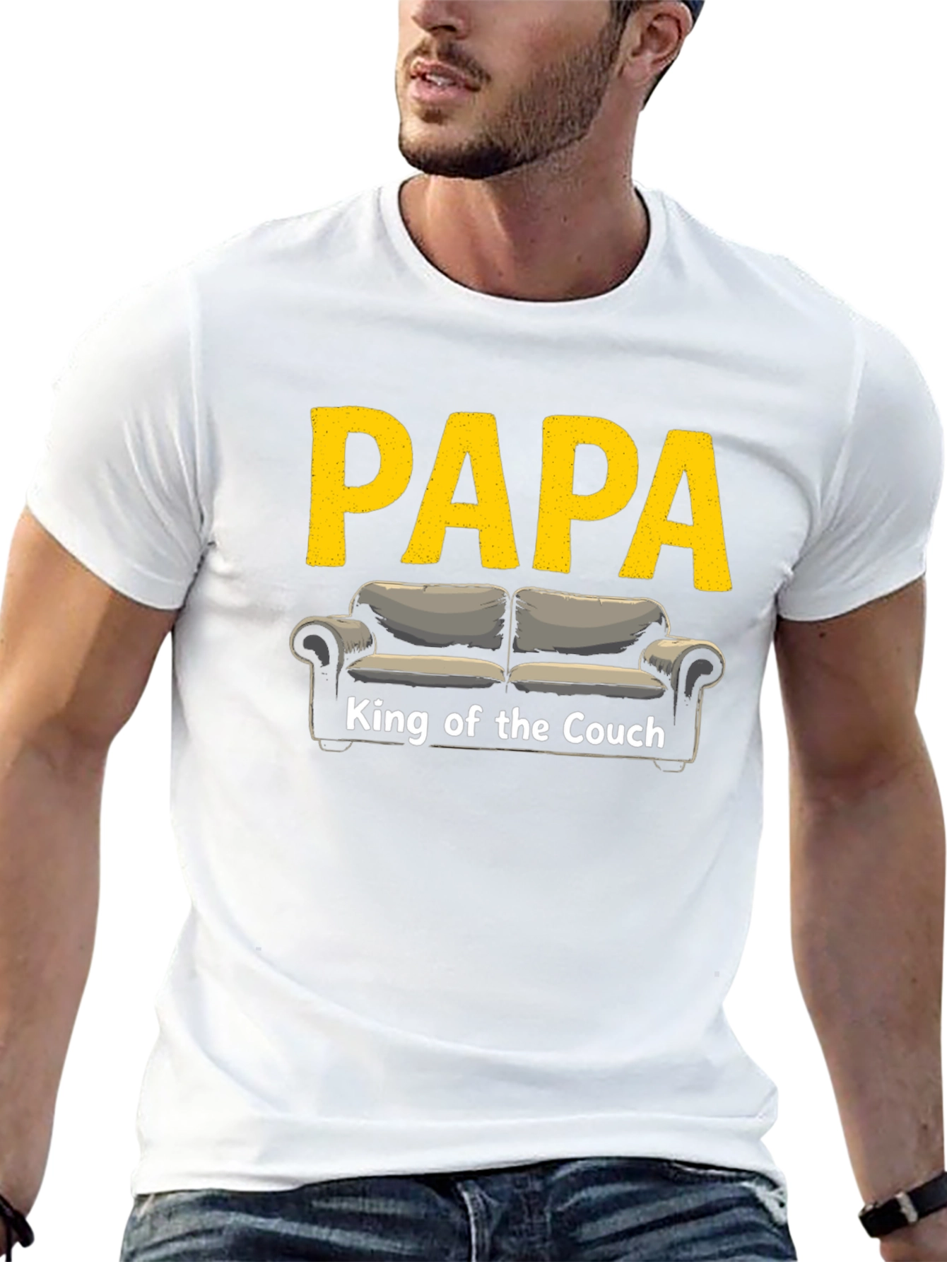 Papa King of the Couch Funny T-Shirt
