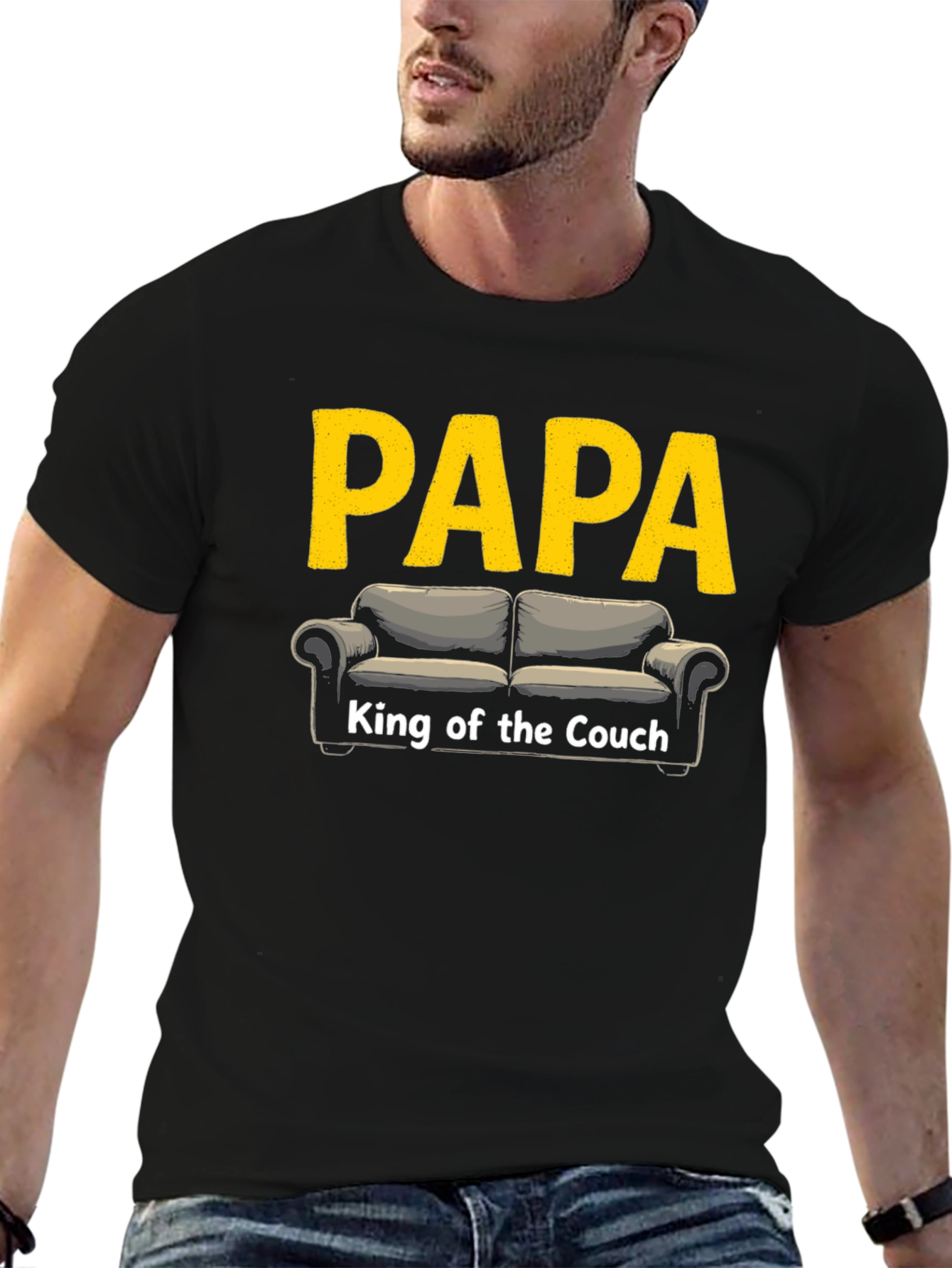 Papa King of the Couch Funny T-Shirt