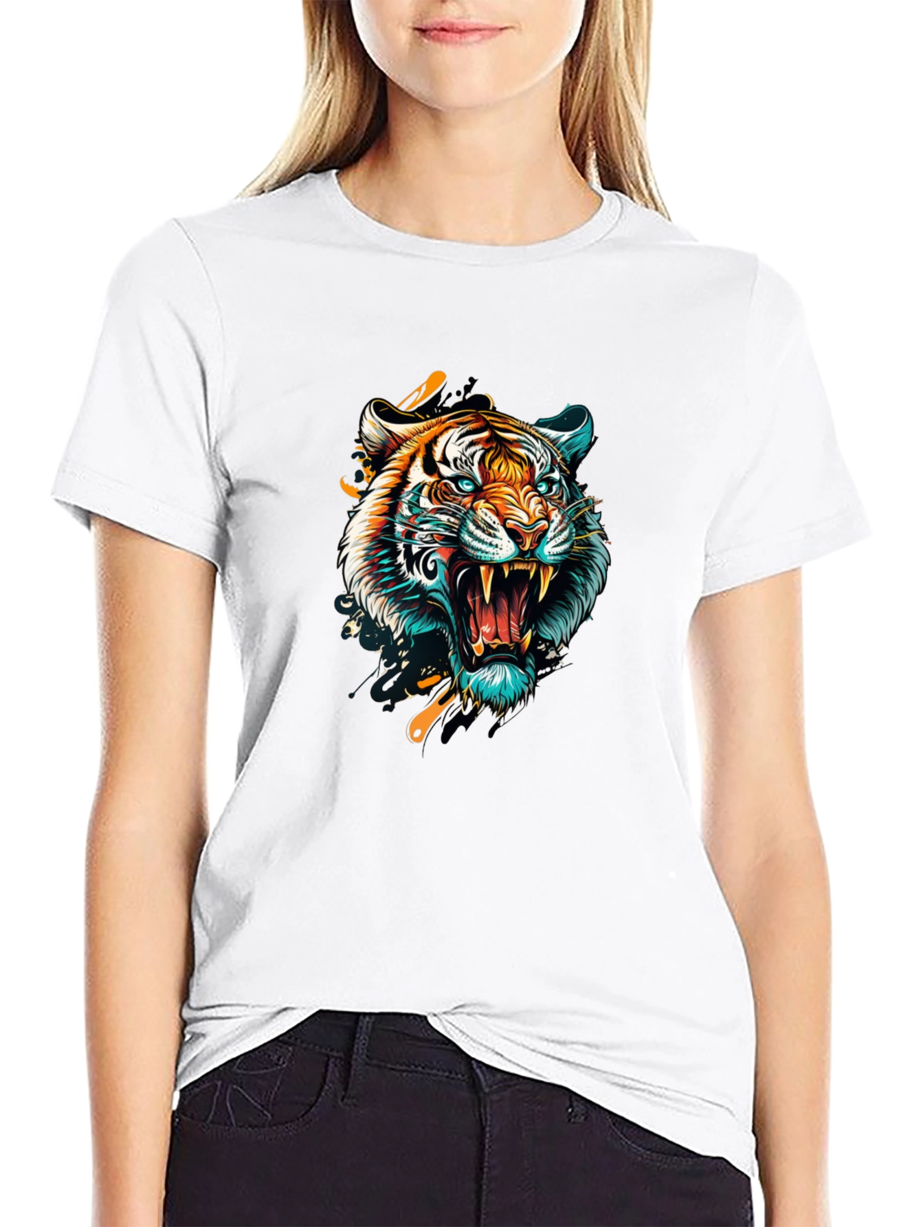 Roaring Tiger Graphic Tee - Stylish Mens Black T-Shirt