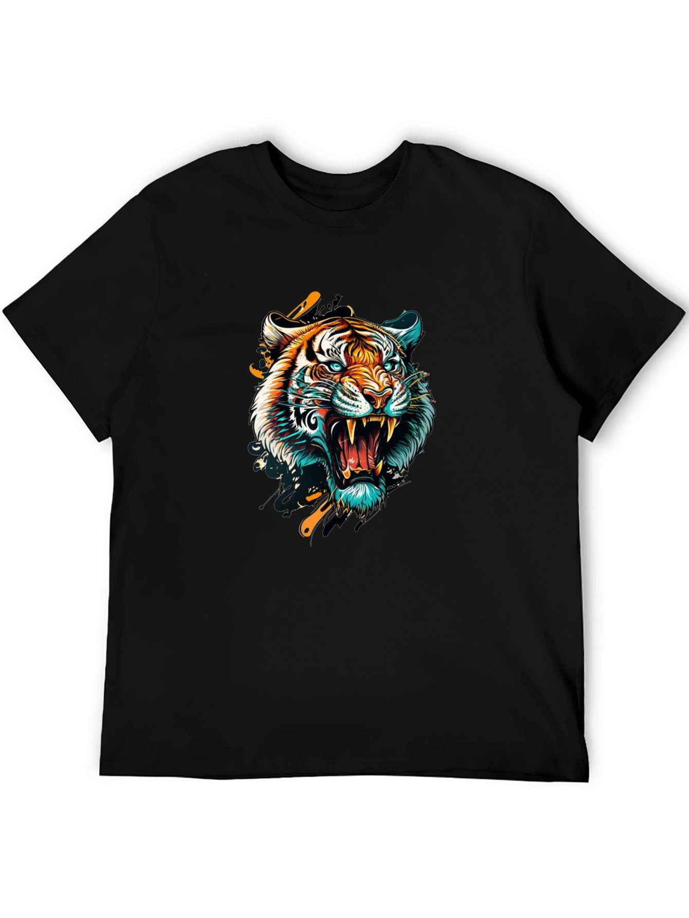 Roaring Tiger Graphic Tee - Stylish Mens Black T-Shirt