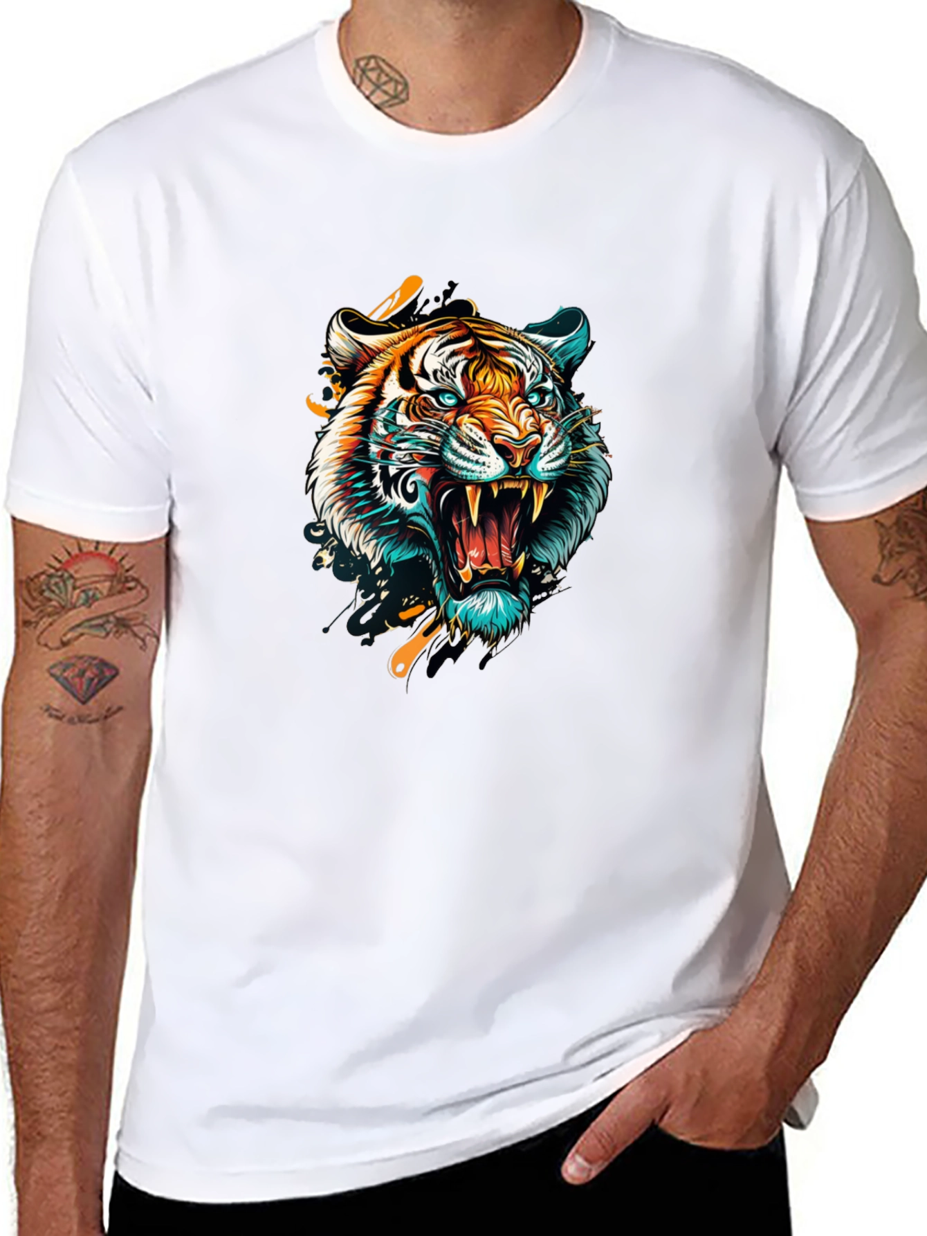 Roaring Tiger Graphic Tee - Stylish Mens Black T-Shirt