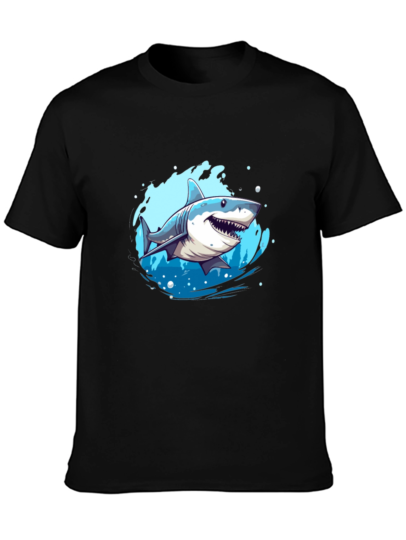 Shark Graphic Print Black T-Shirt