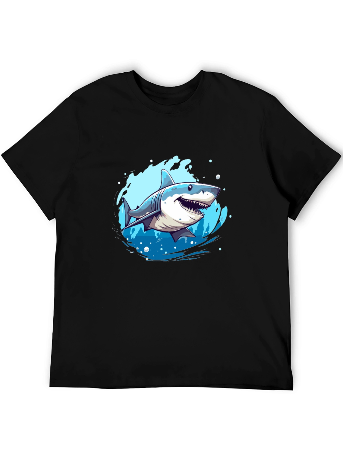 Shark Graphic Print Black T-Shirt