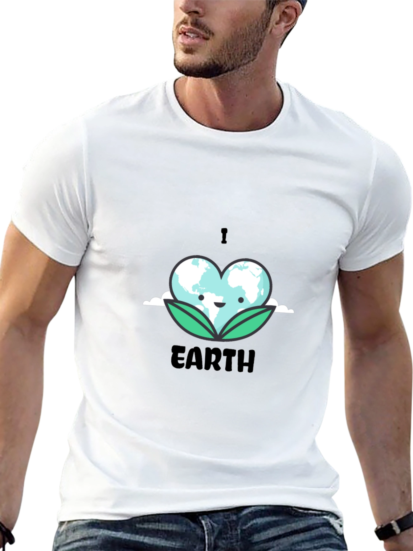 I Heart Earth Graphic Tee - Black Cotton T-Shirt