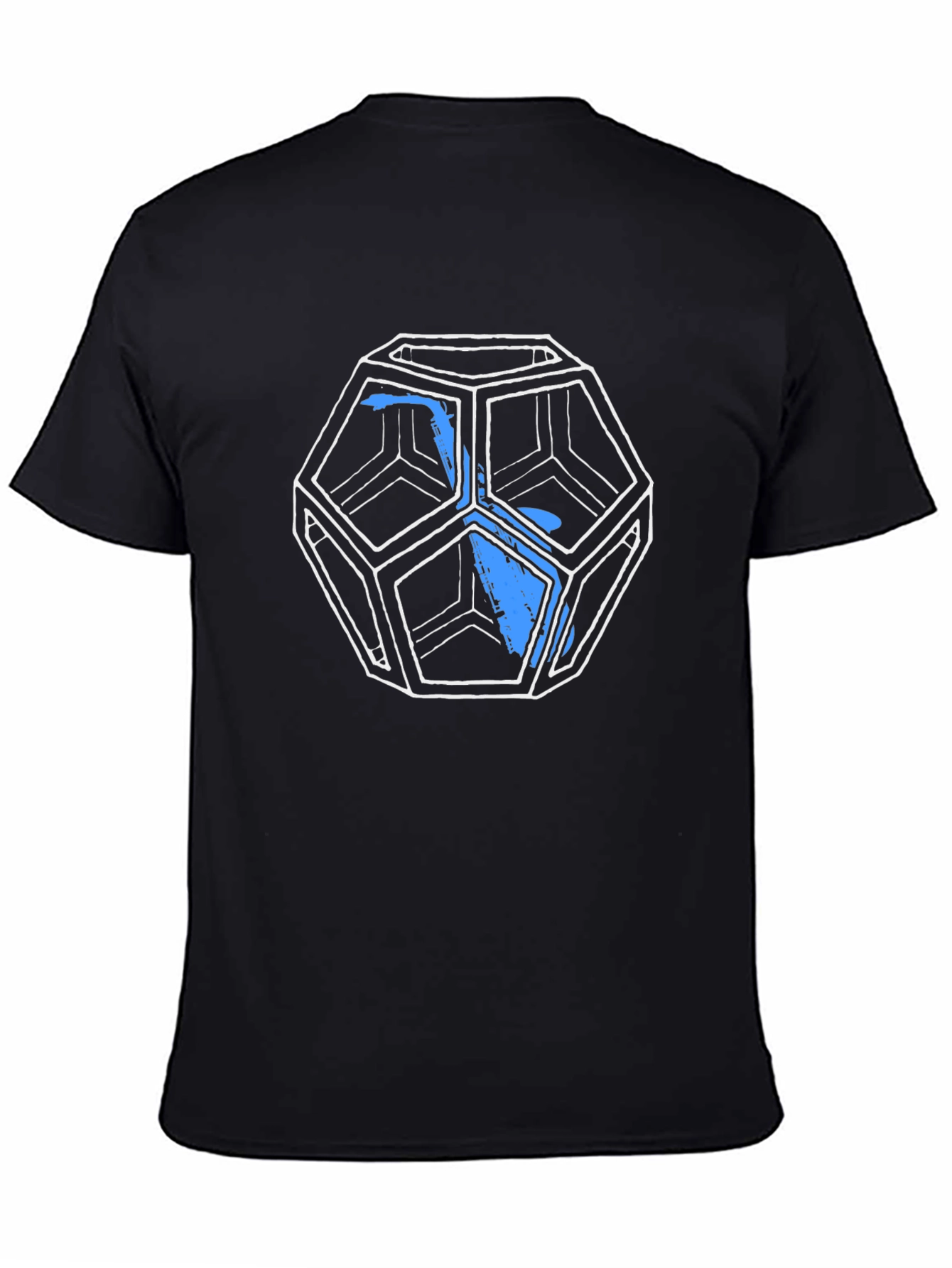 Geometric Icosahedron Graphic Tee - Black