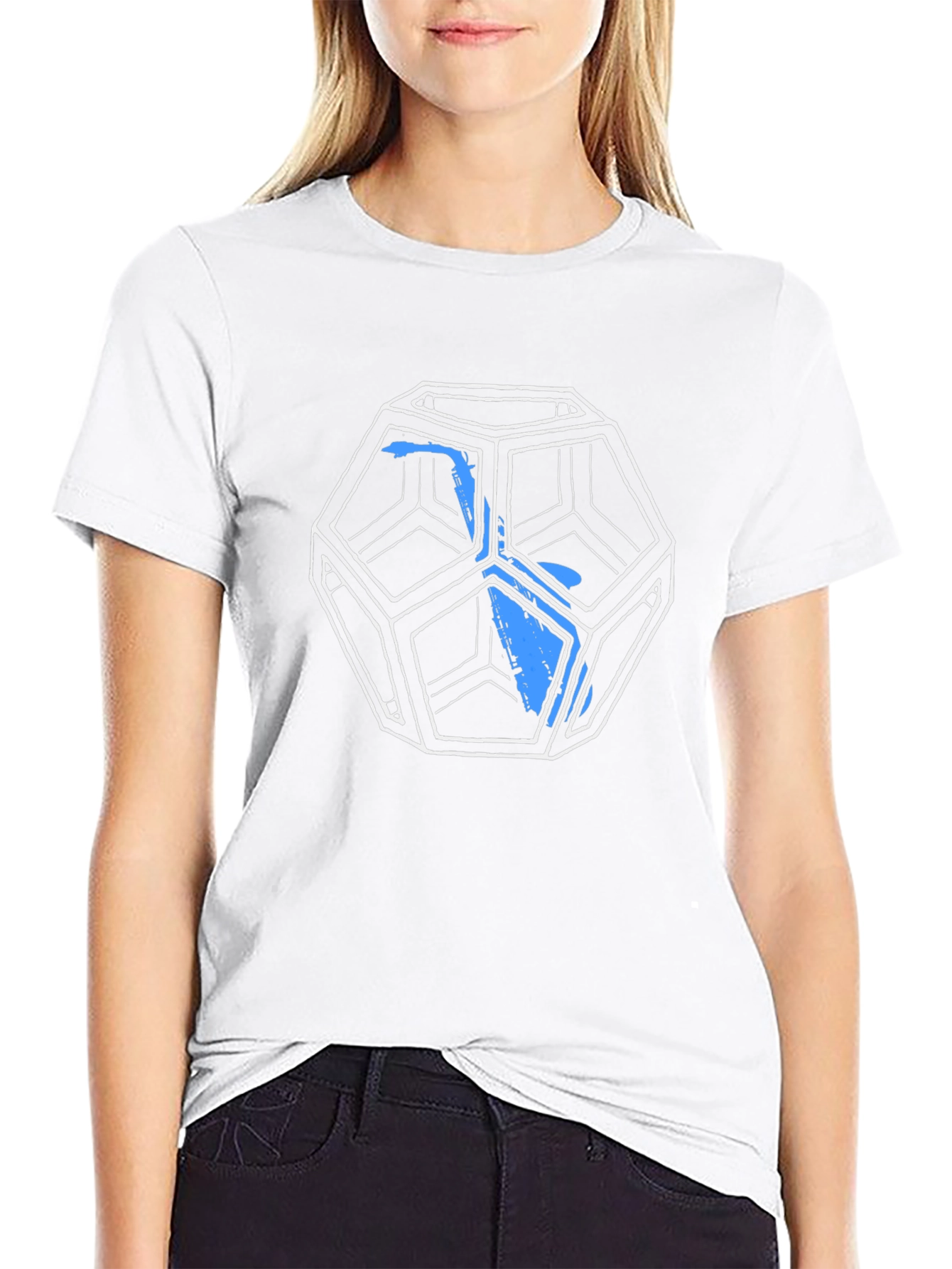 Geometric Icosahedron Graphic Tee - Black