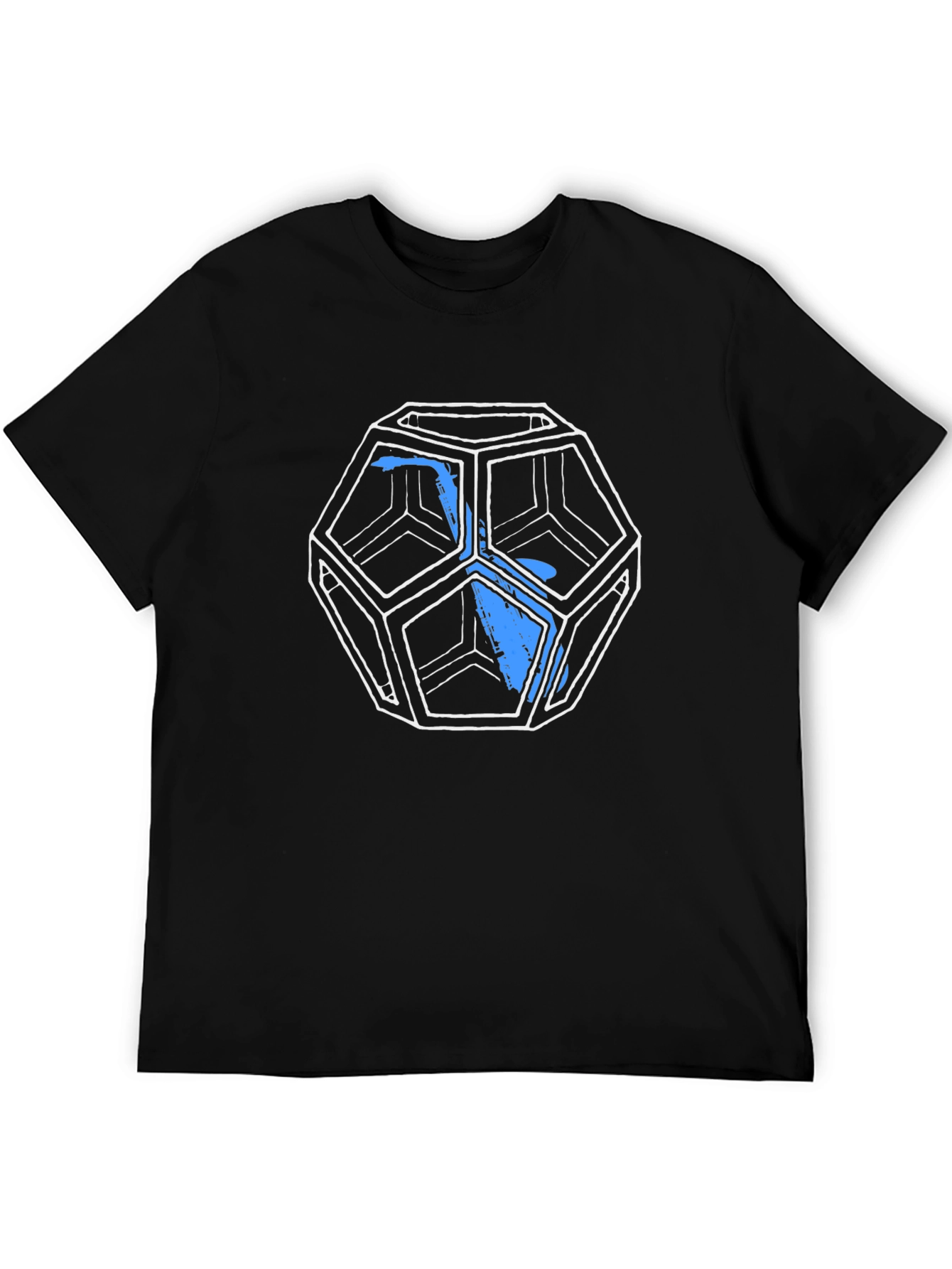Geometric Icosahedron Graphic Tee - Black