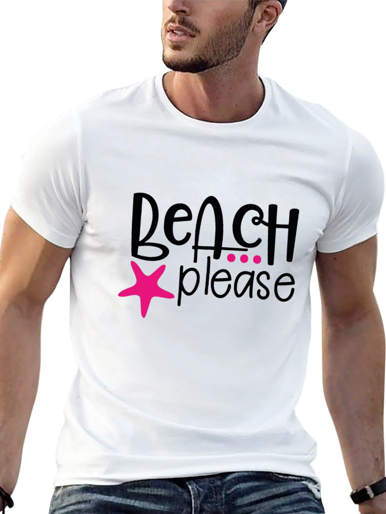 Beach Please Graphic T-Shirt - Black