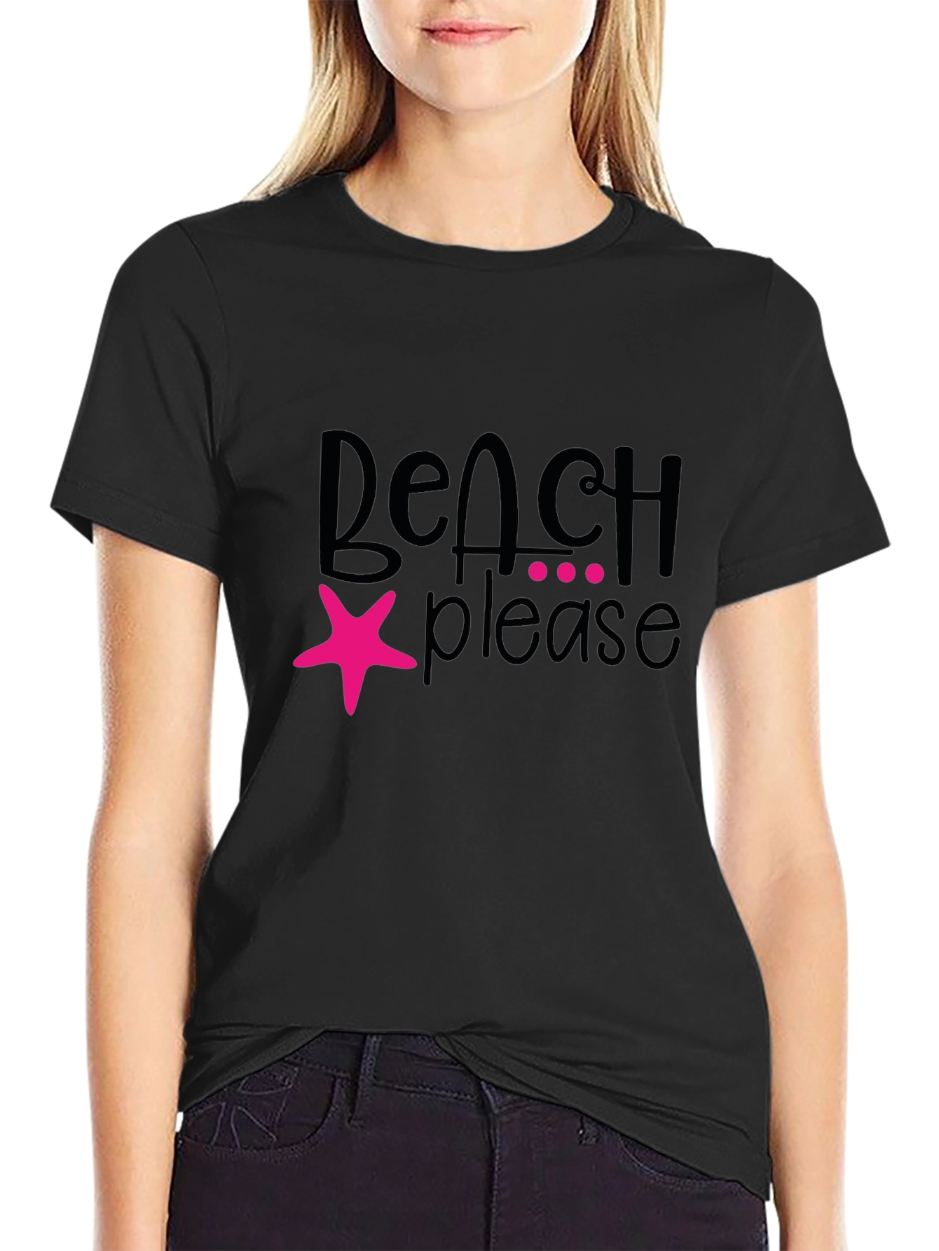 Beach Please Graphic T-Shirt - Black