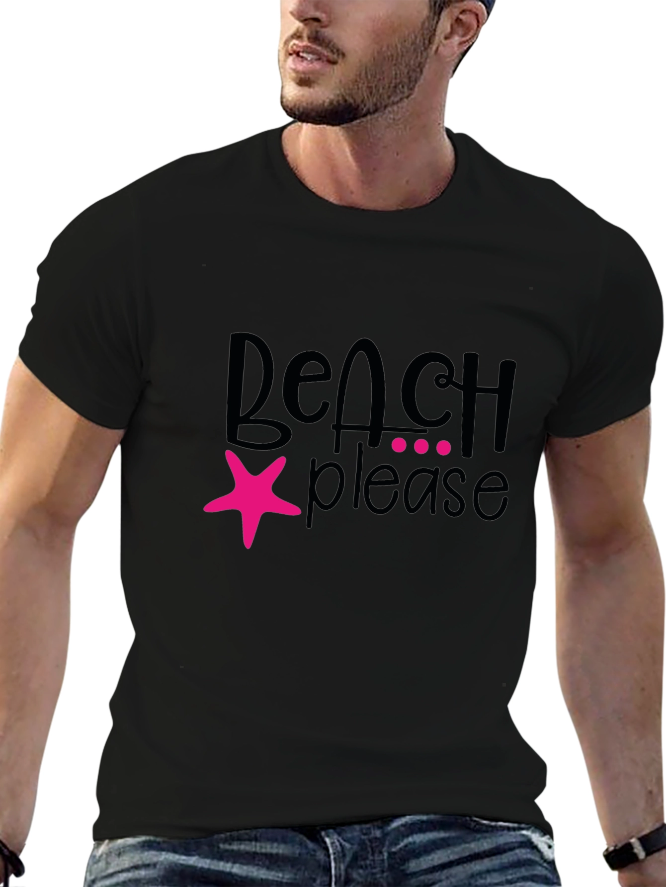Beach Please Graphic T-Shirt - Black