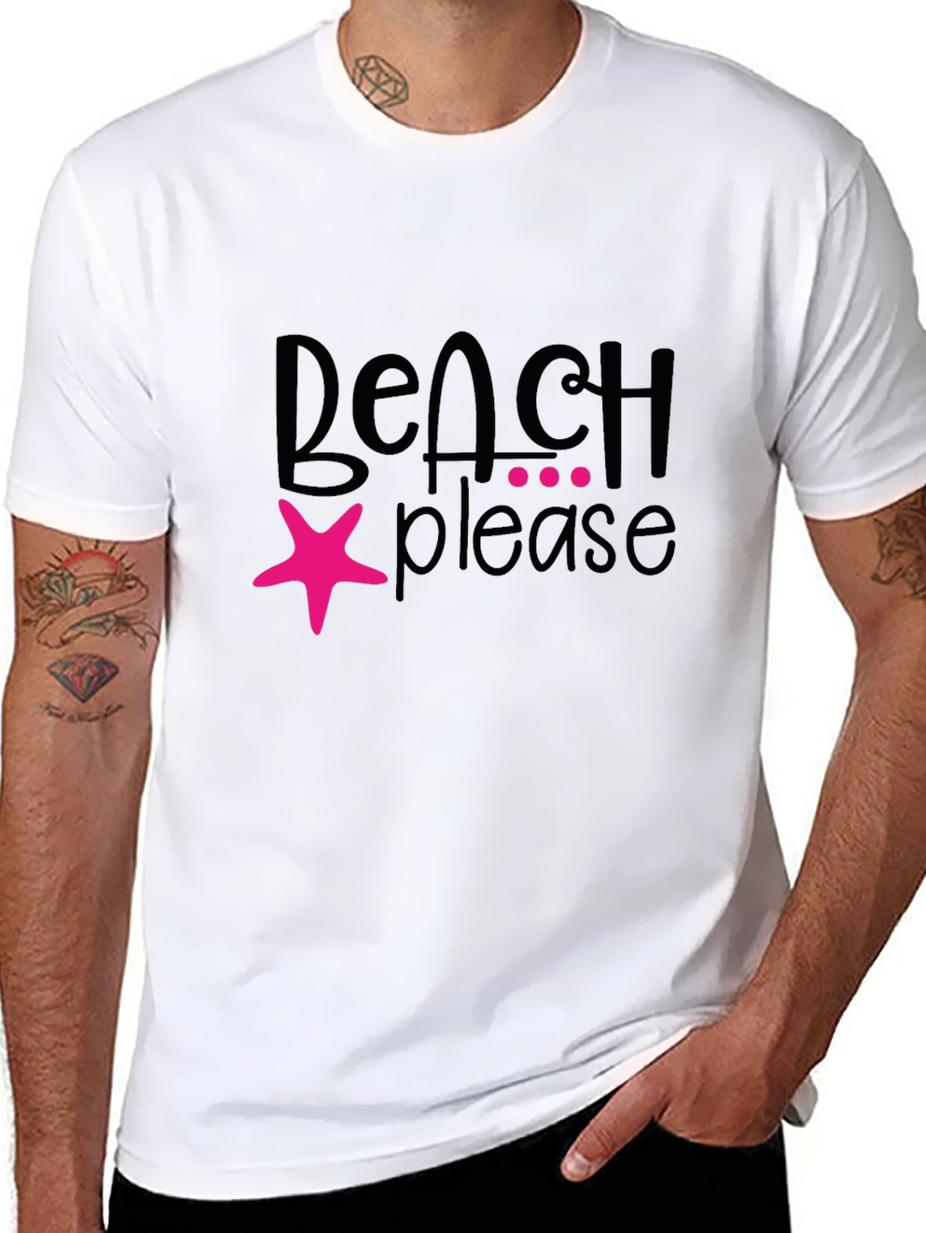 Beach Please Graphic T-Shirt - Black