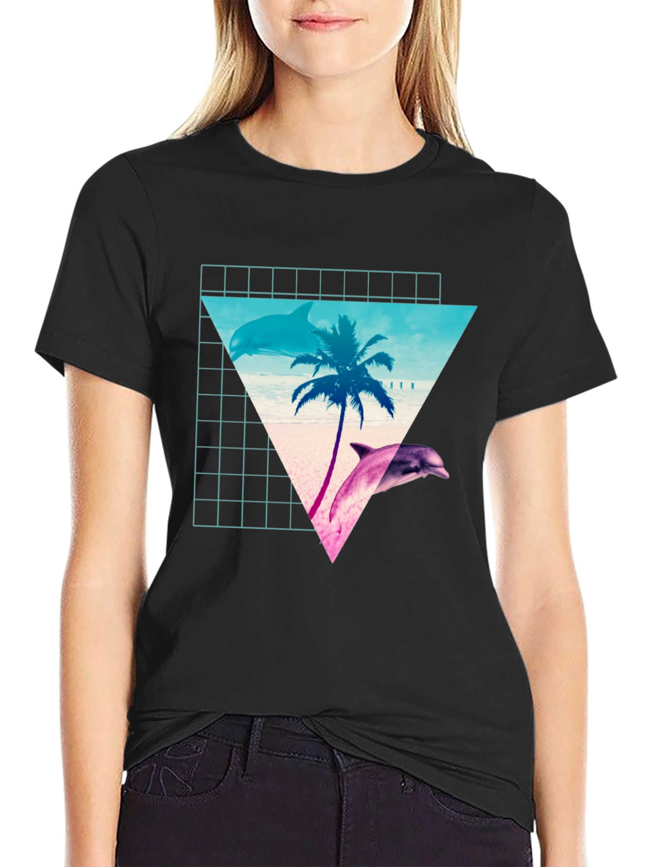 Retro Dolphin Palm T-Shirt