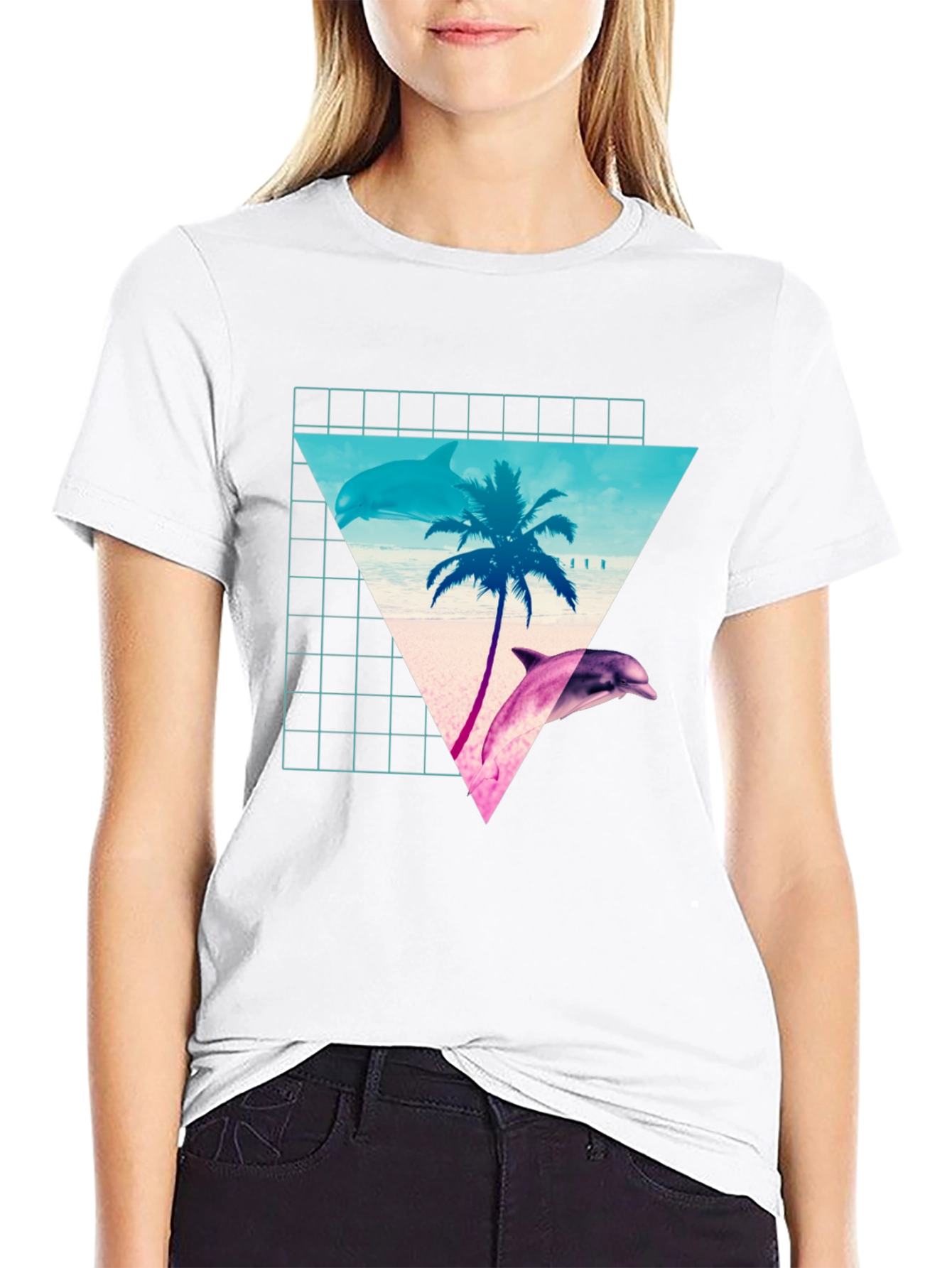 Retro Dolphin Palm T-Shirt