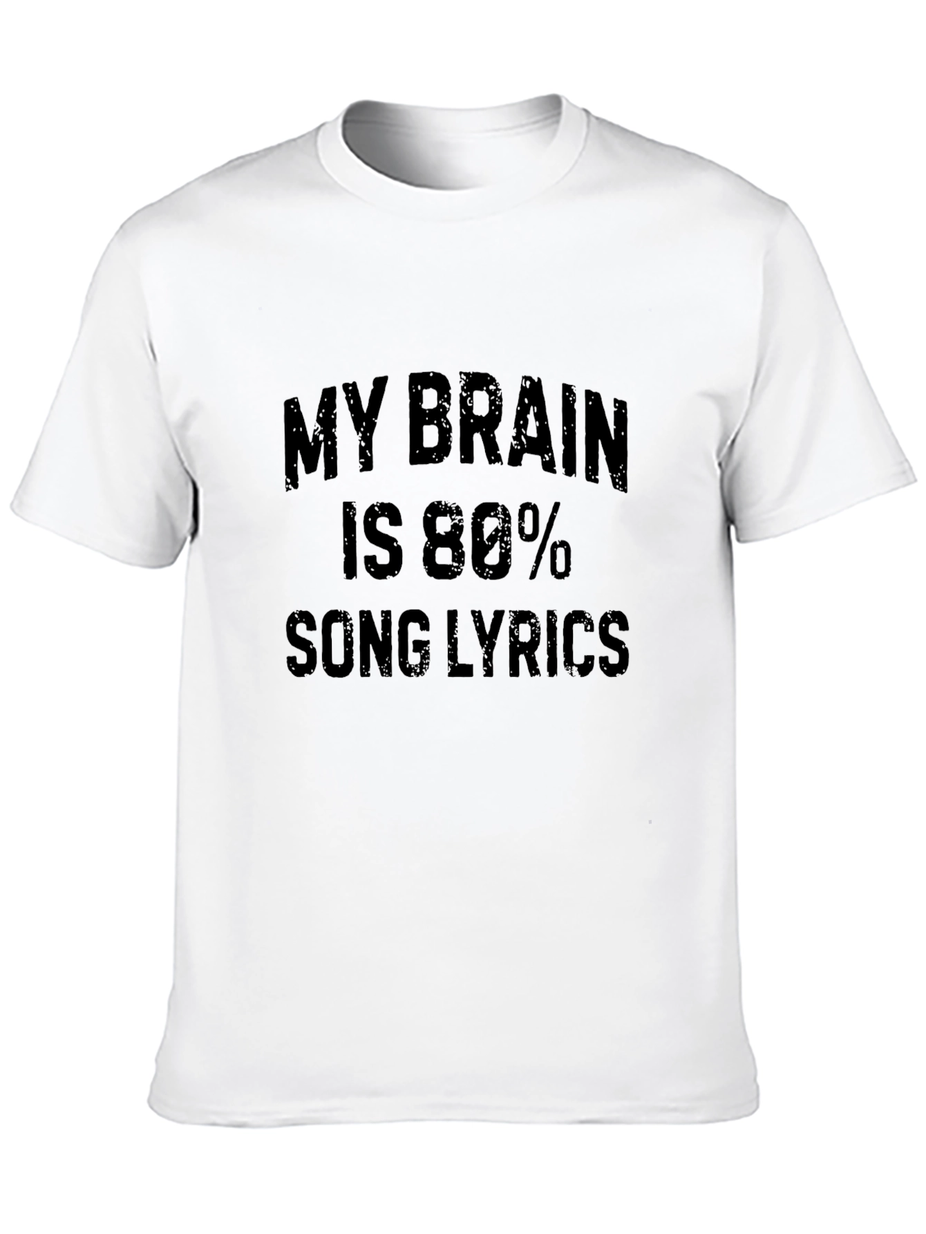 Song Lyric Brain Mens Black Graphic T-Shirt