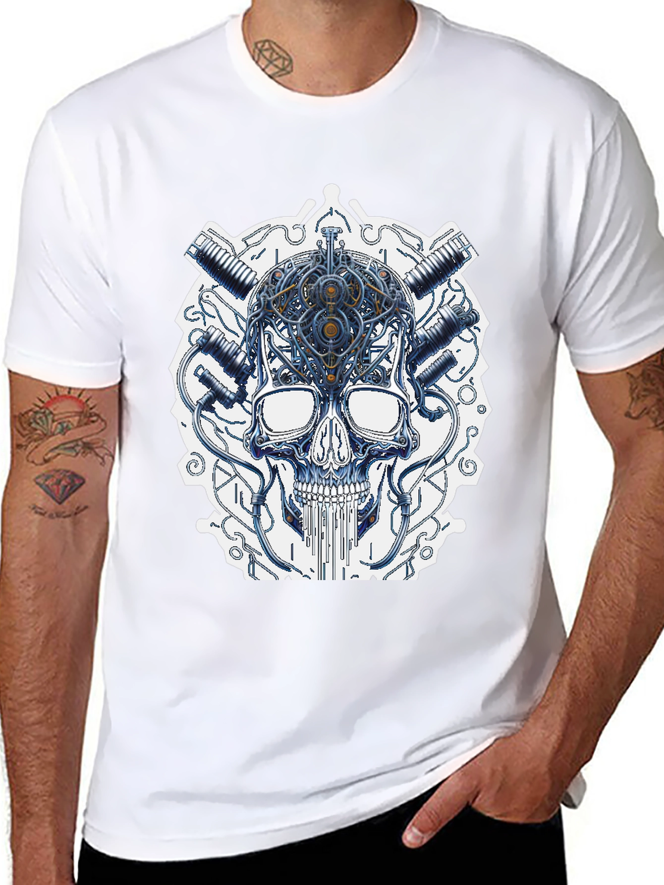 Cyberpunk Skull Graphic T-Shirt