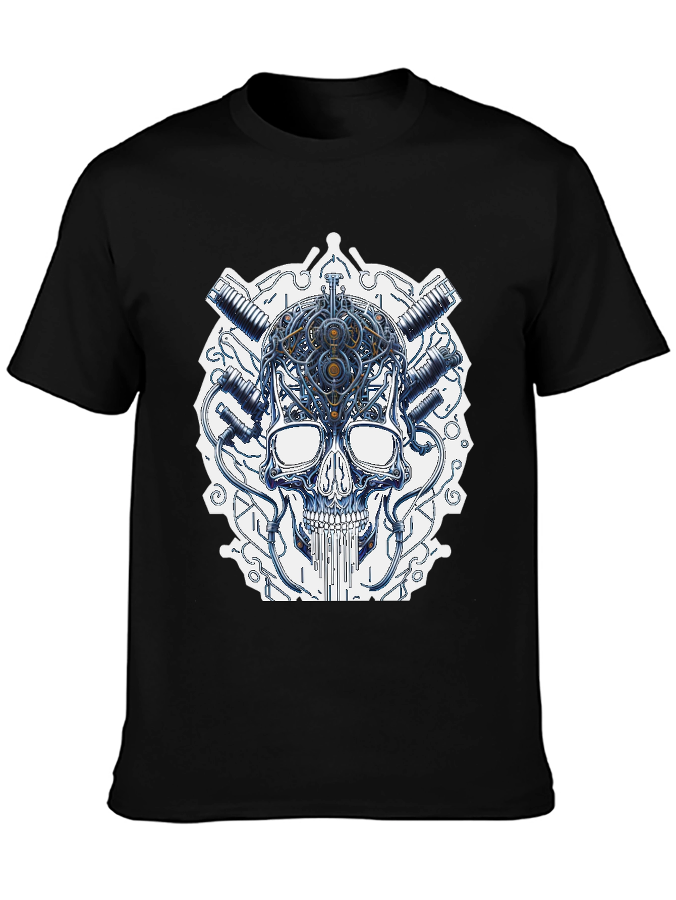 Cyberpunk Skull Graphic T-Shirt
