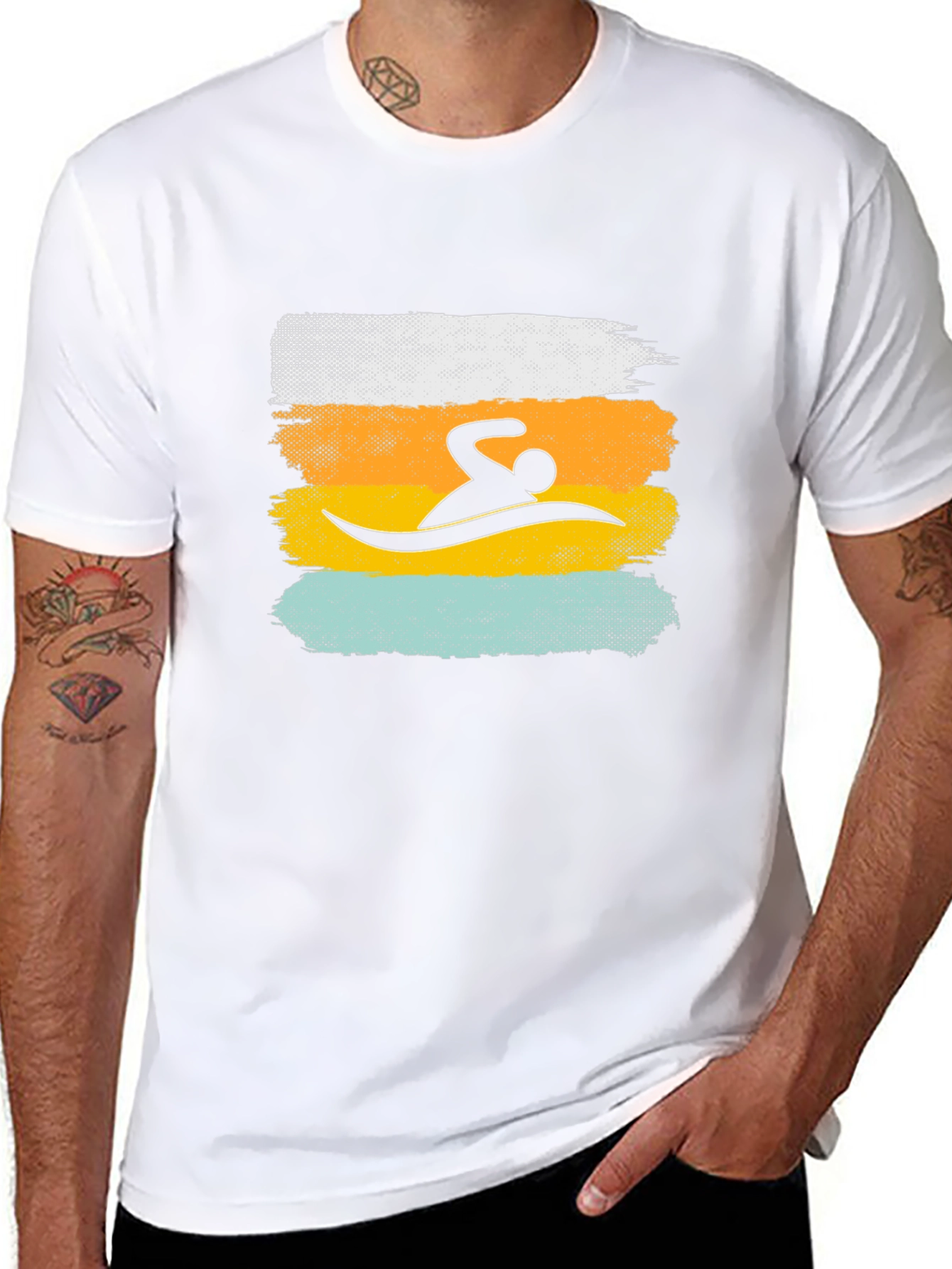 Swimmer Graphic Tee - Retro Brushstroke Design