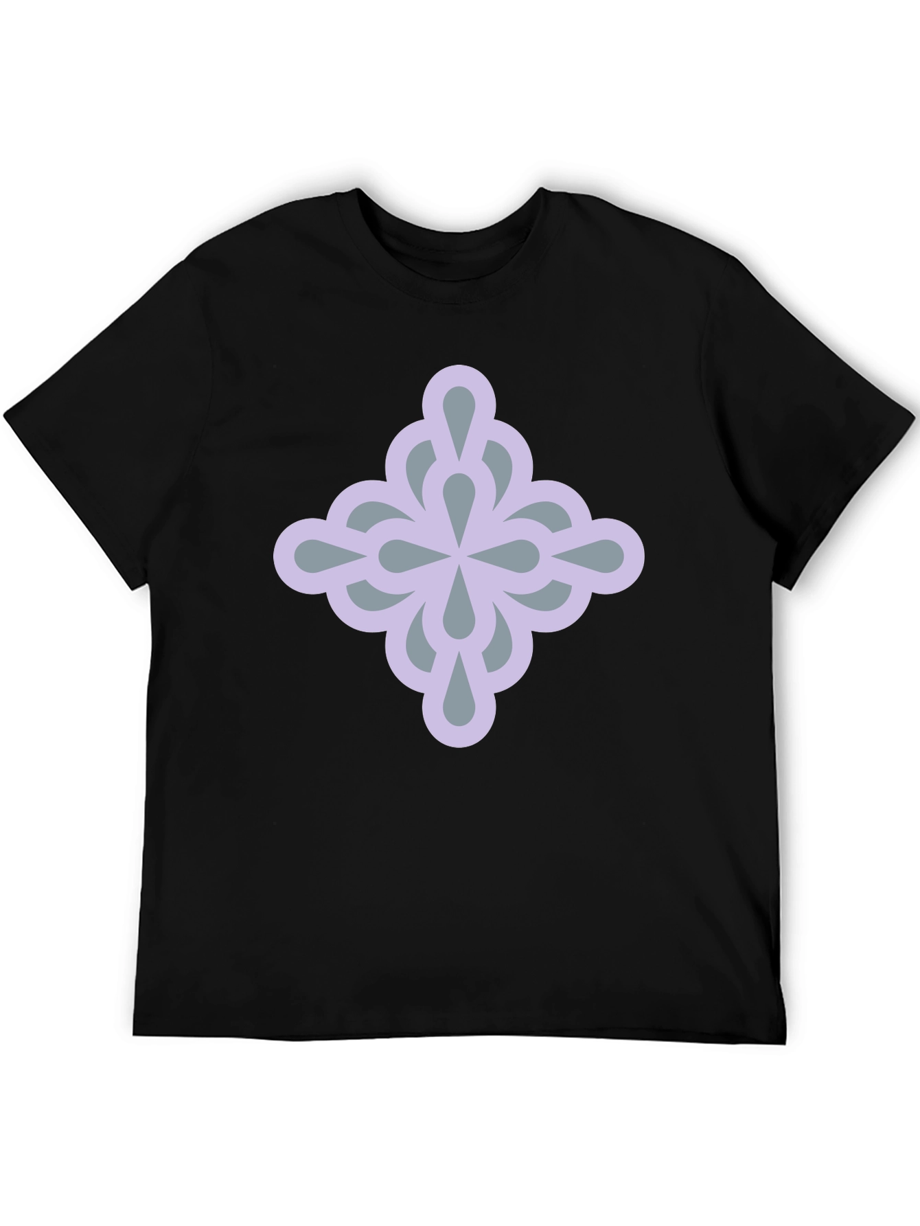 Stylish Black Tee with Geometric Flower Design